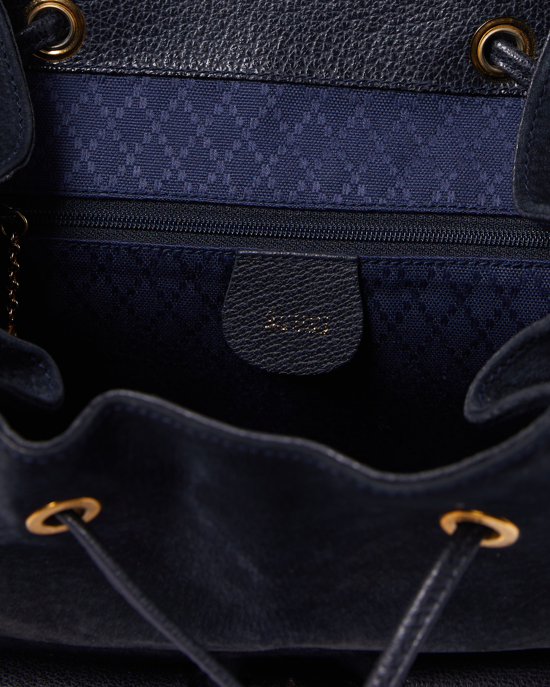 Gucci Vintage Navy Blue Suede Leather Bamboo Bag