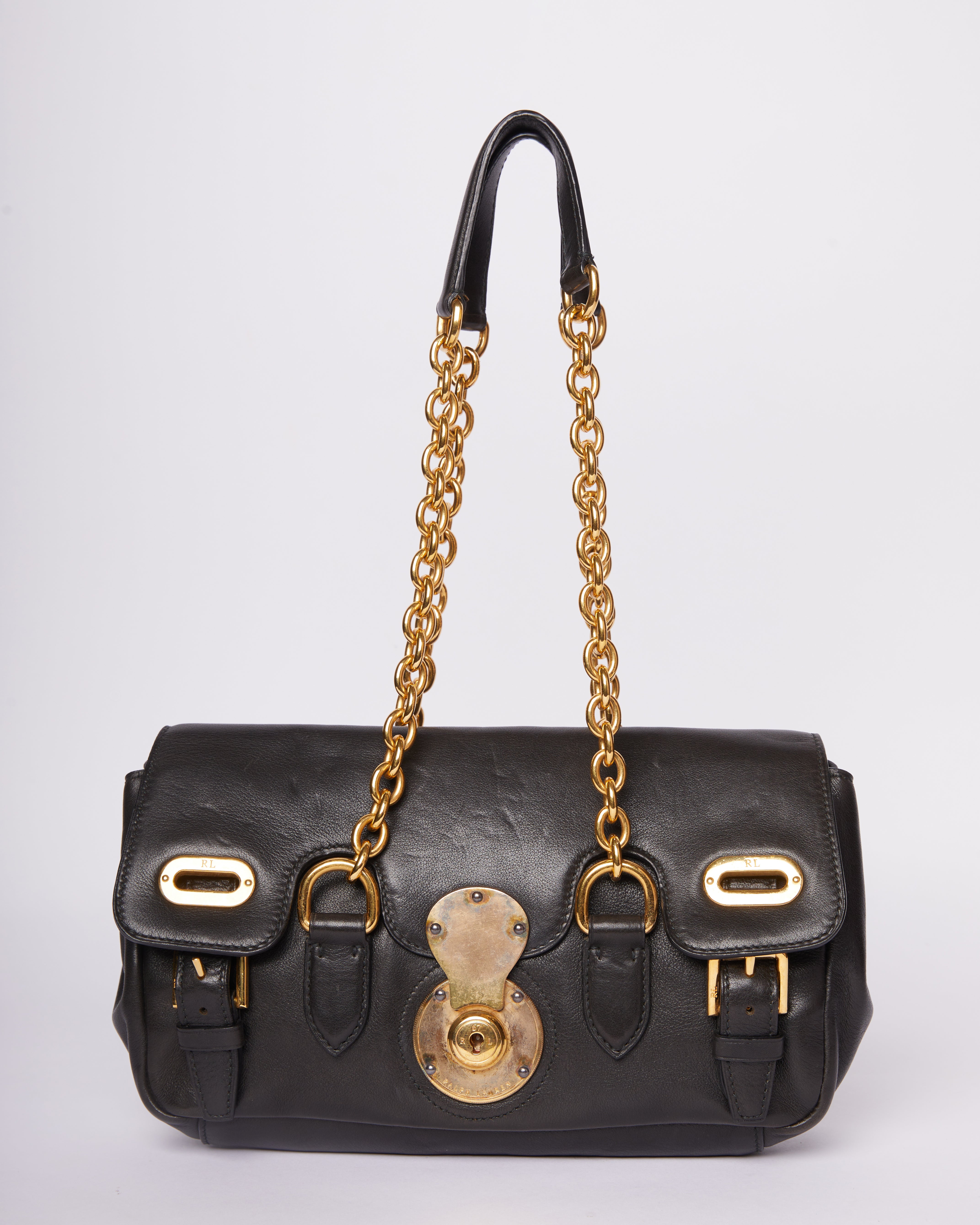 Ralph lauren Chain Link Trimmed Leather Bag