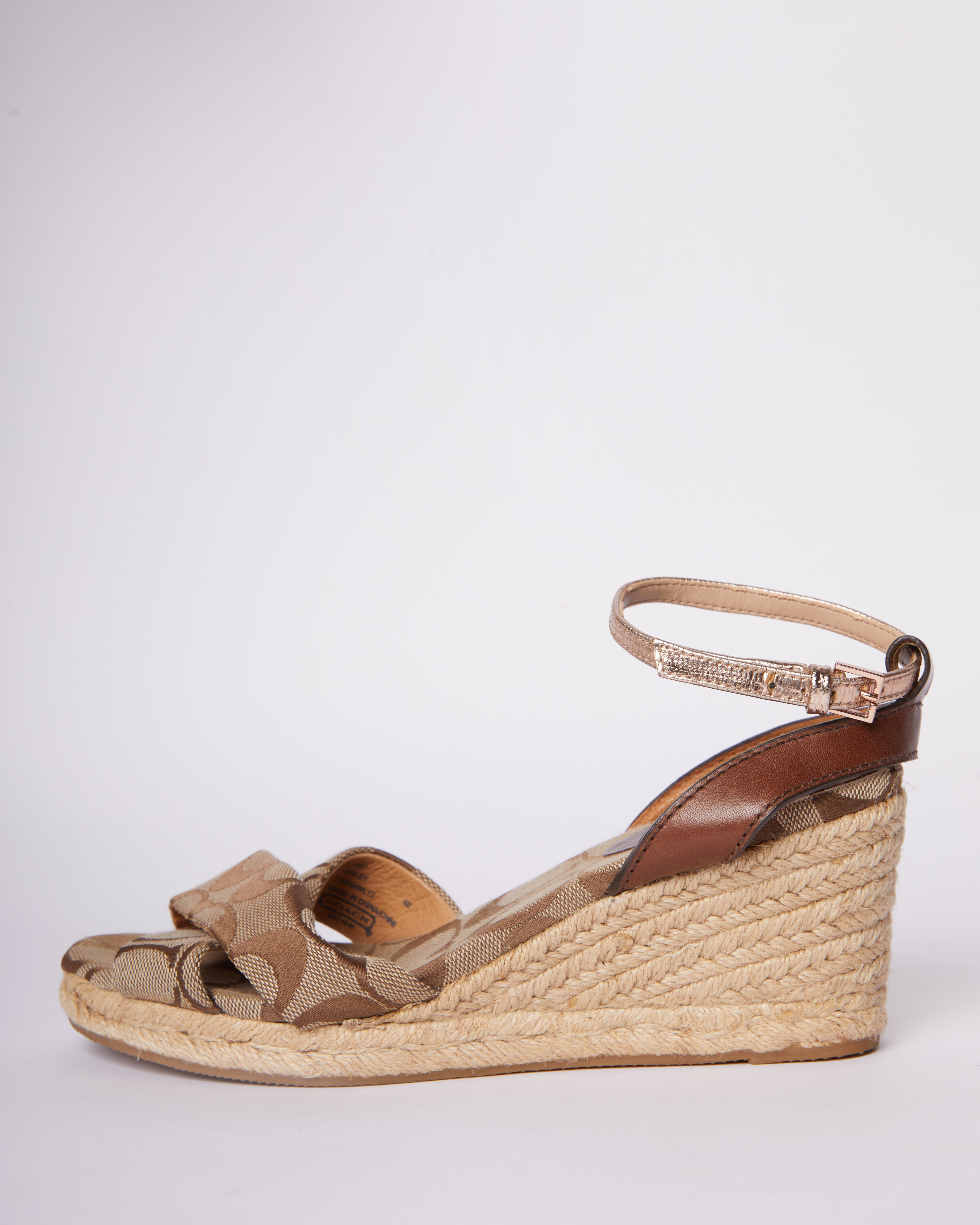 Coach Brown Jacquard Wedges