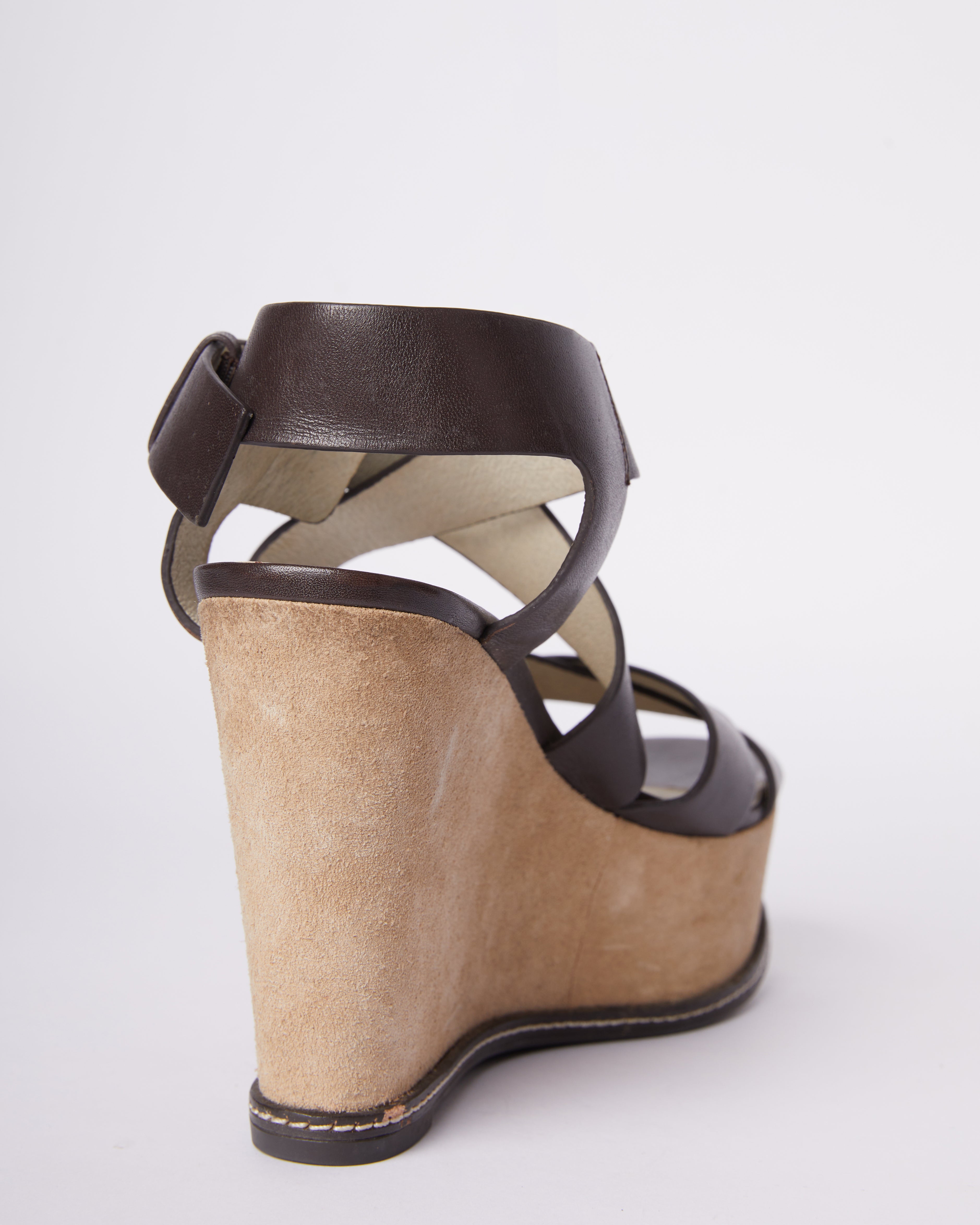 MK Cross Strap Brown Wedges