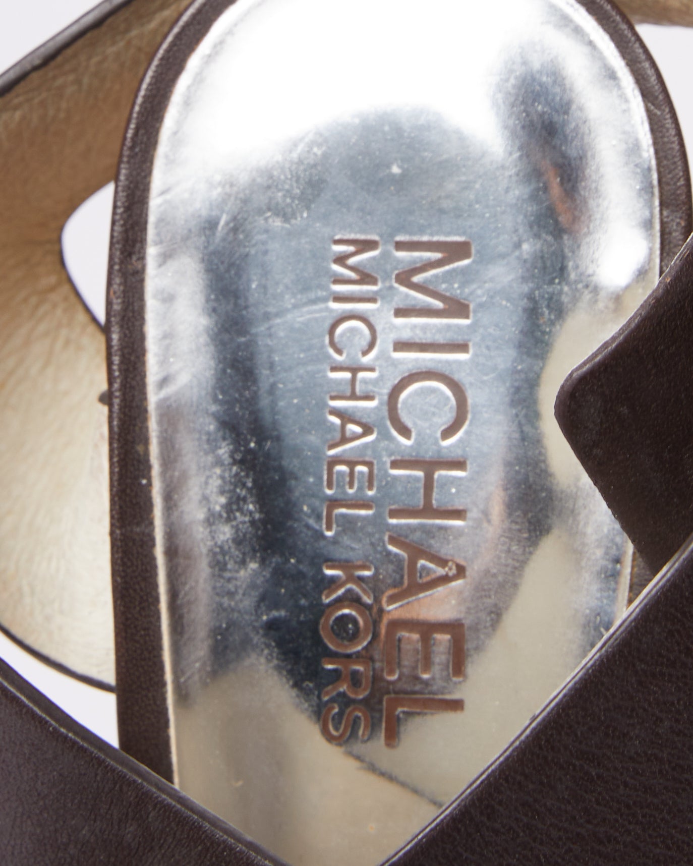 MK Cross Strap Brown Wedges