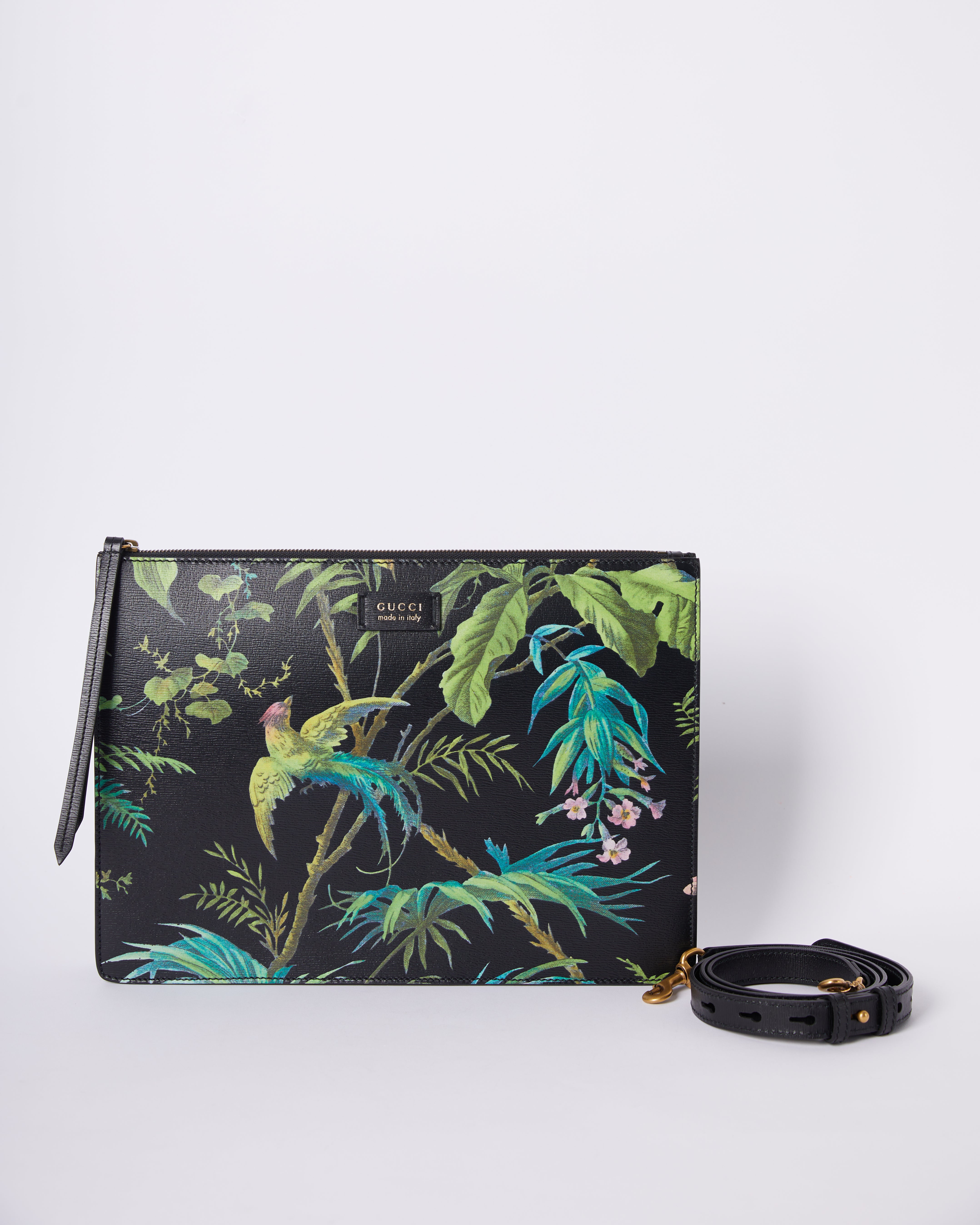 New Gucci Tropical Black Bird Crosbody Bag