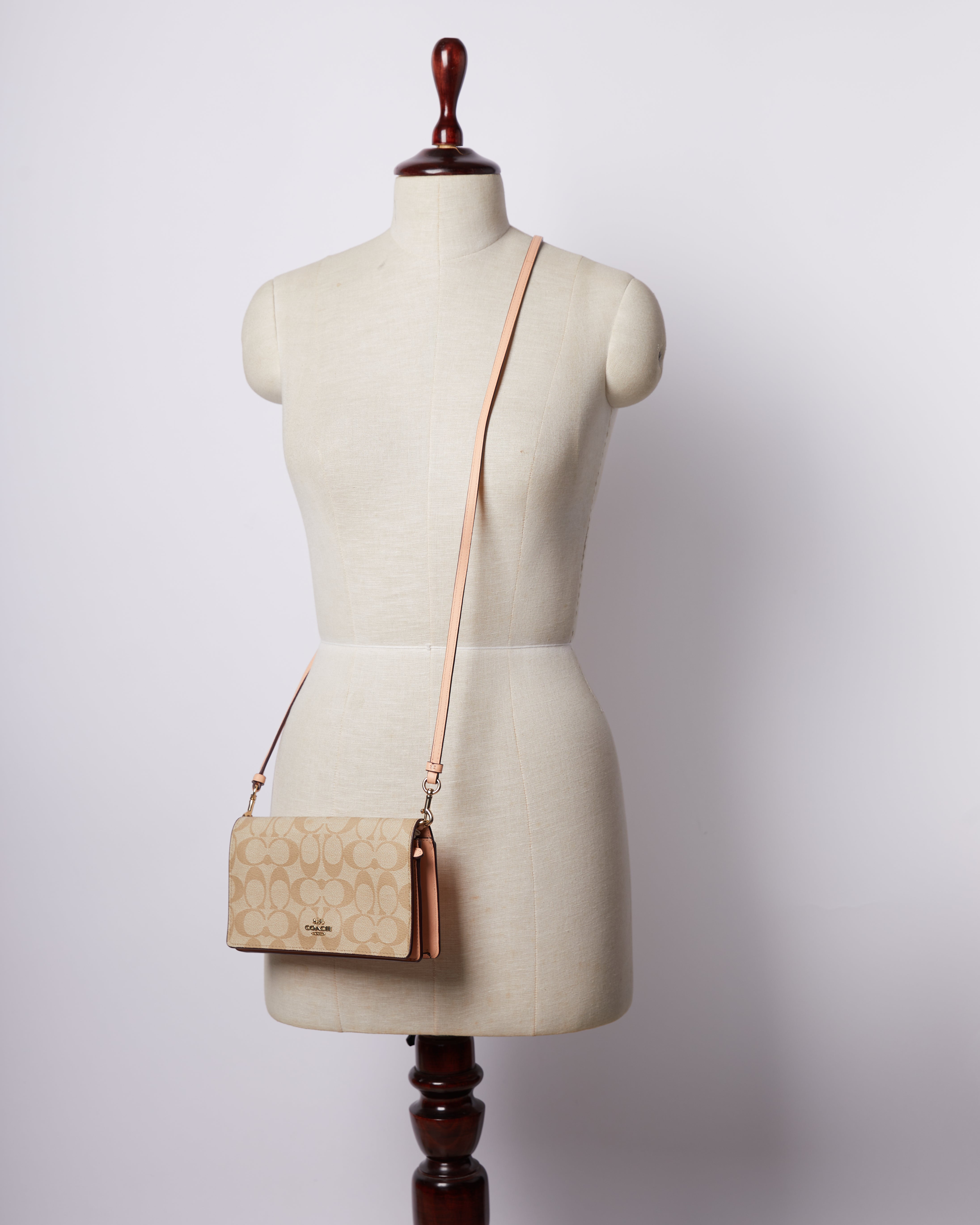 New Coach Signature Monogram Wallet With Removable Strap