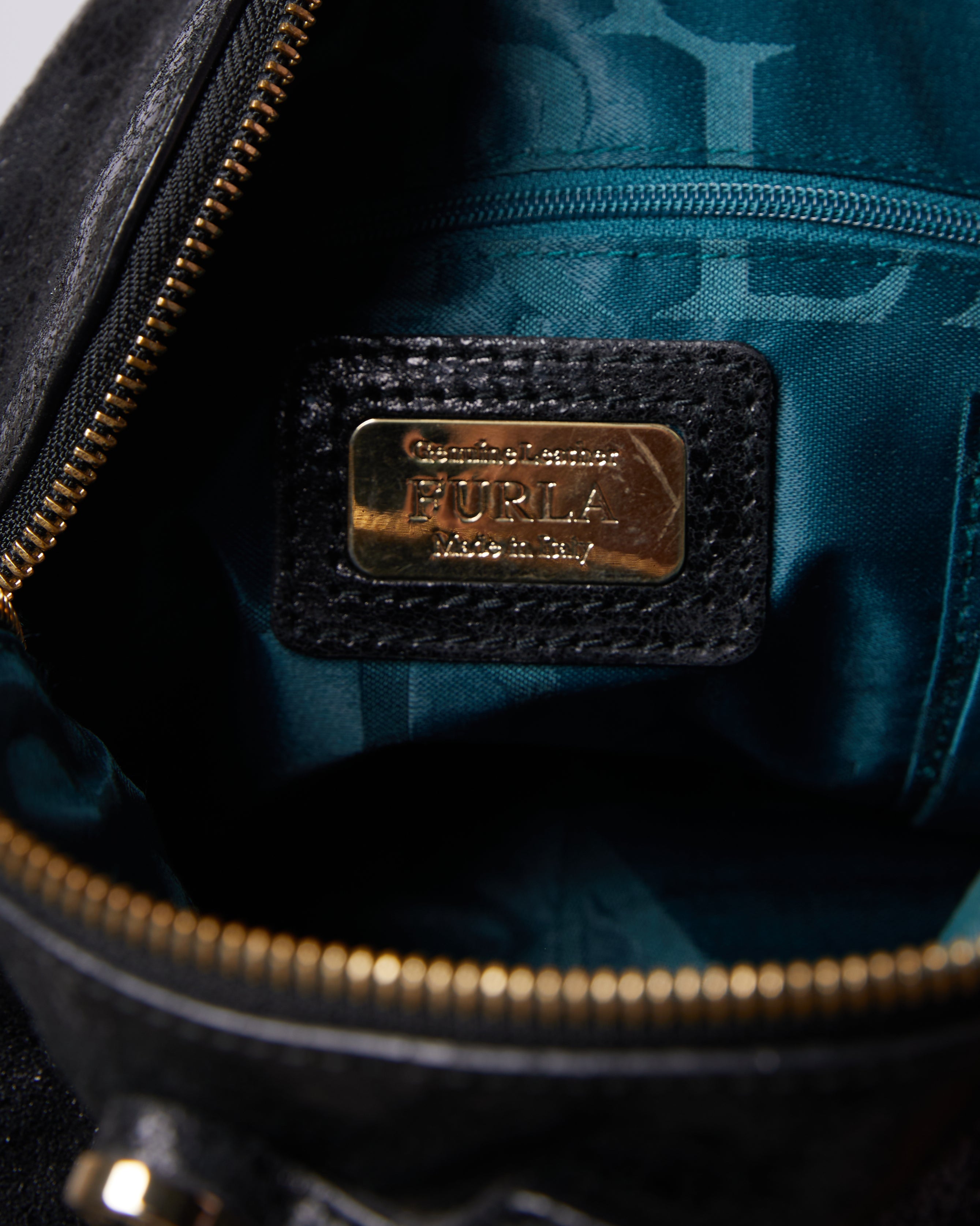Furla Black Leather Piper Dome Satchel