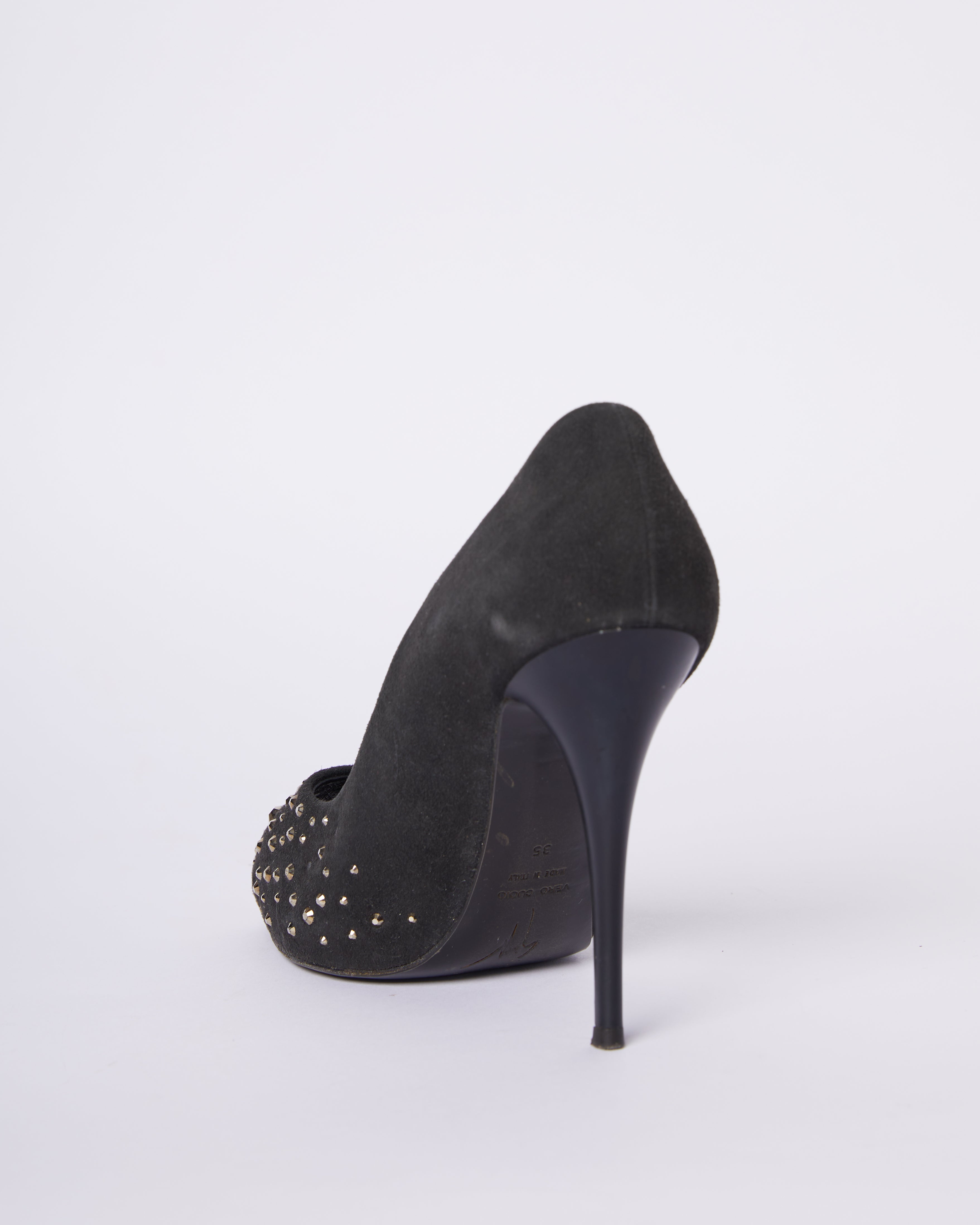 Giuseppe Zanotti Charcoal Grey Suede Heels