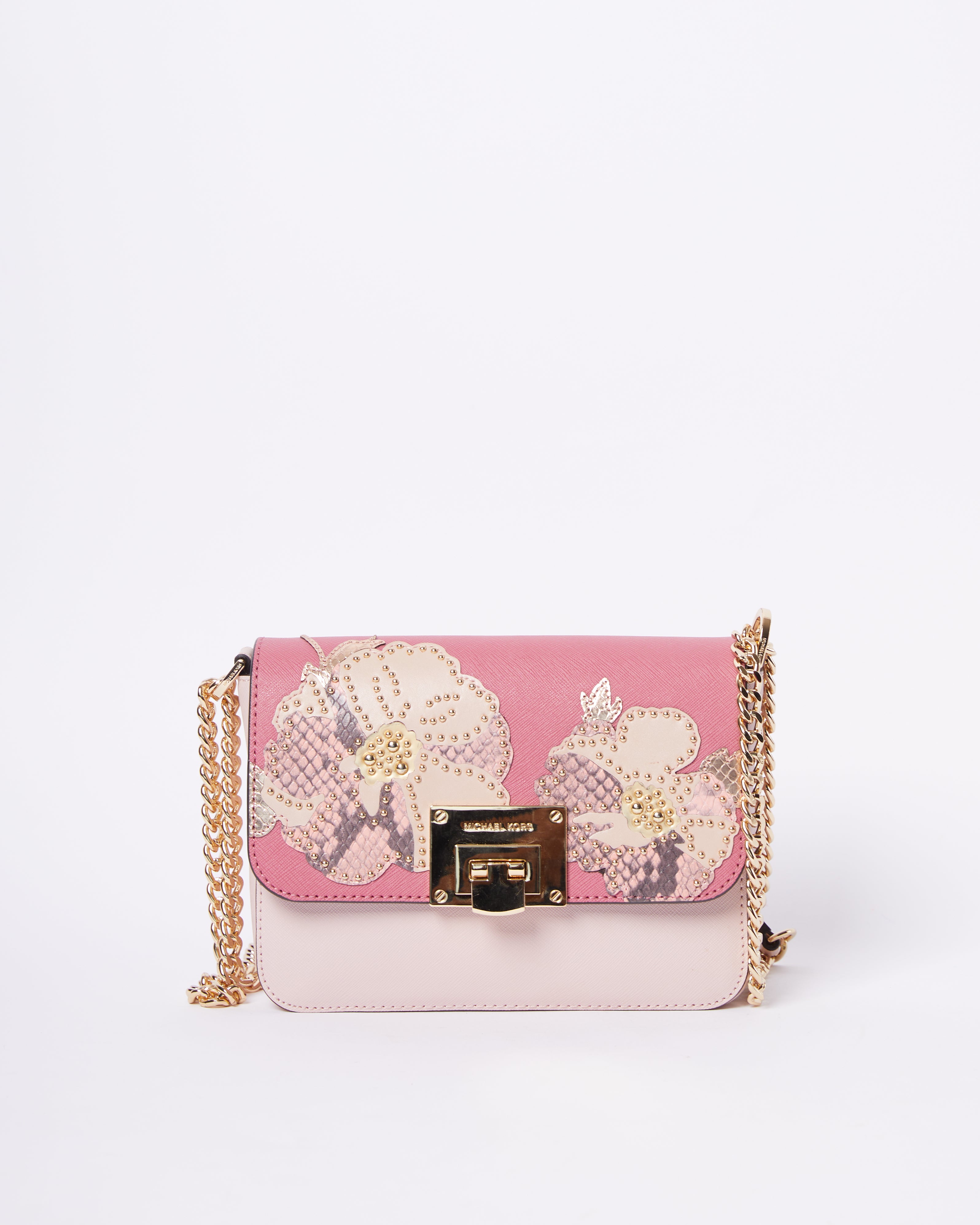New ML Leather Crossbody Bag With Floral Work