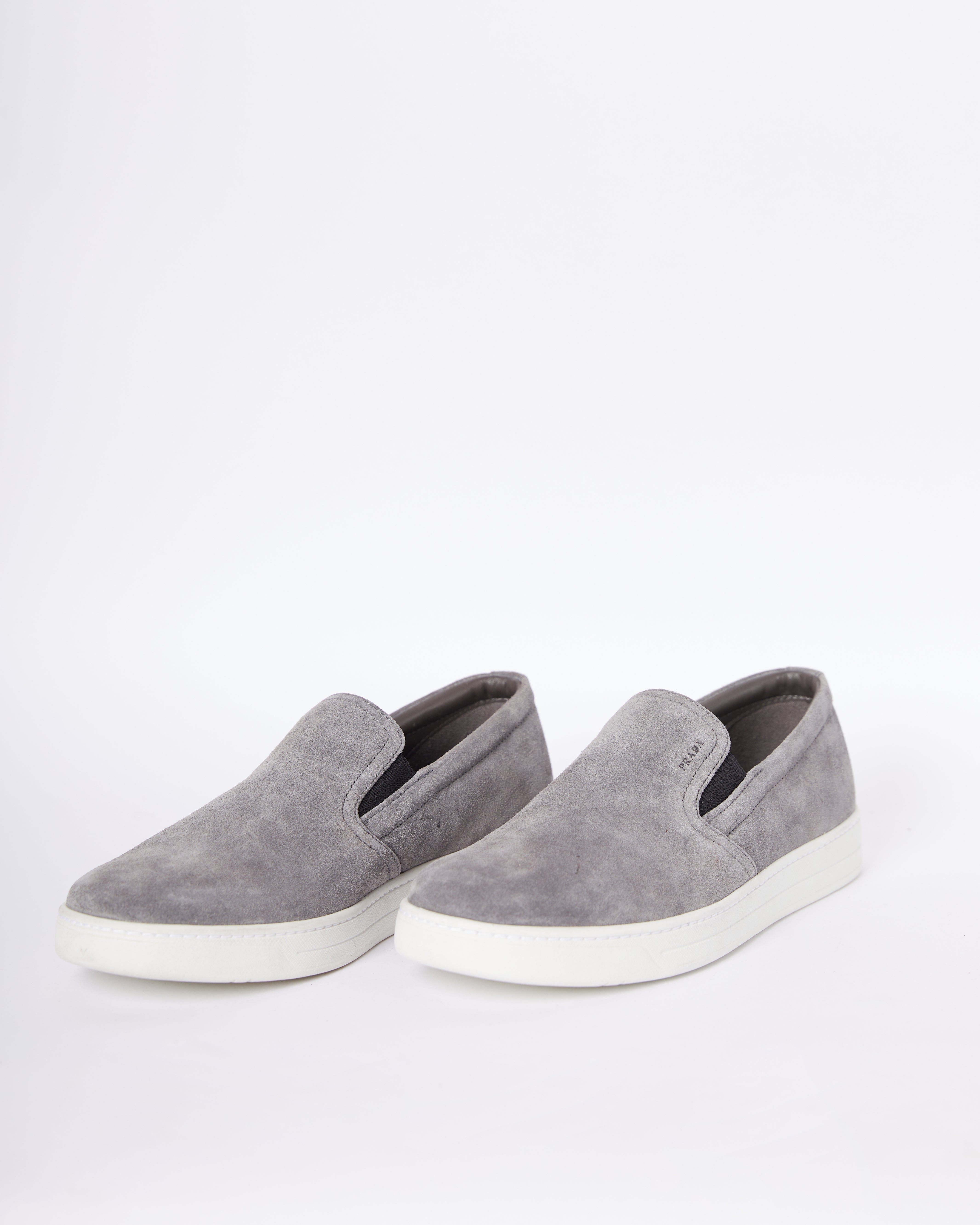 Prada Sport Grey Suede Slip On Sneakers