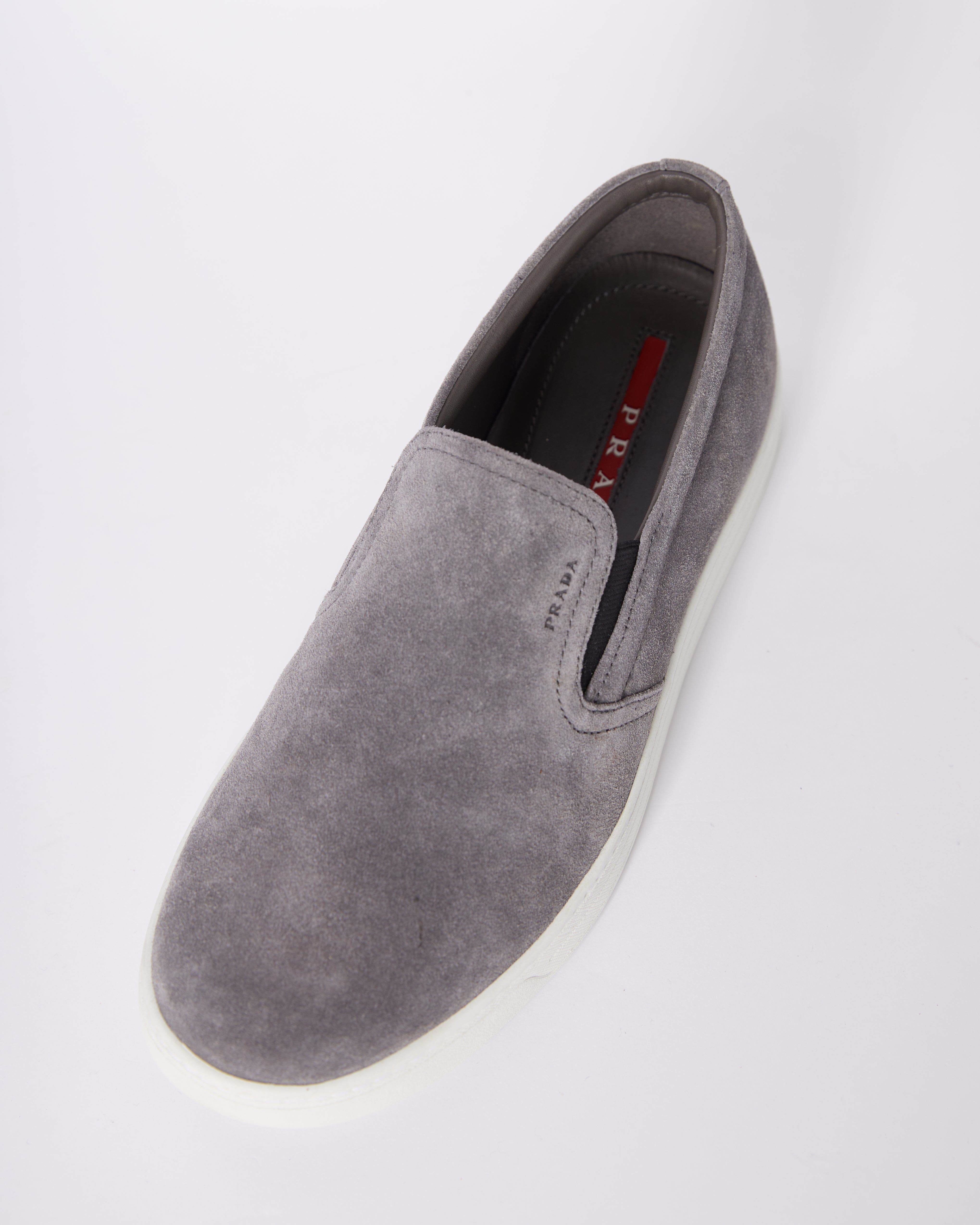 Prada Sport Grey Suede Slip On Sneakers