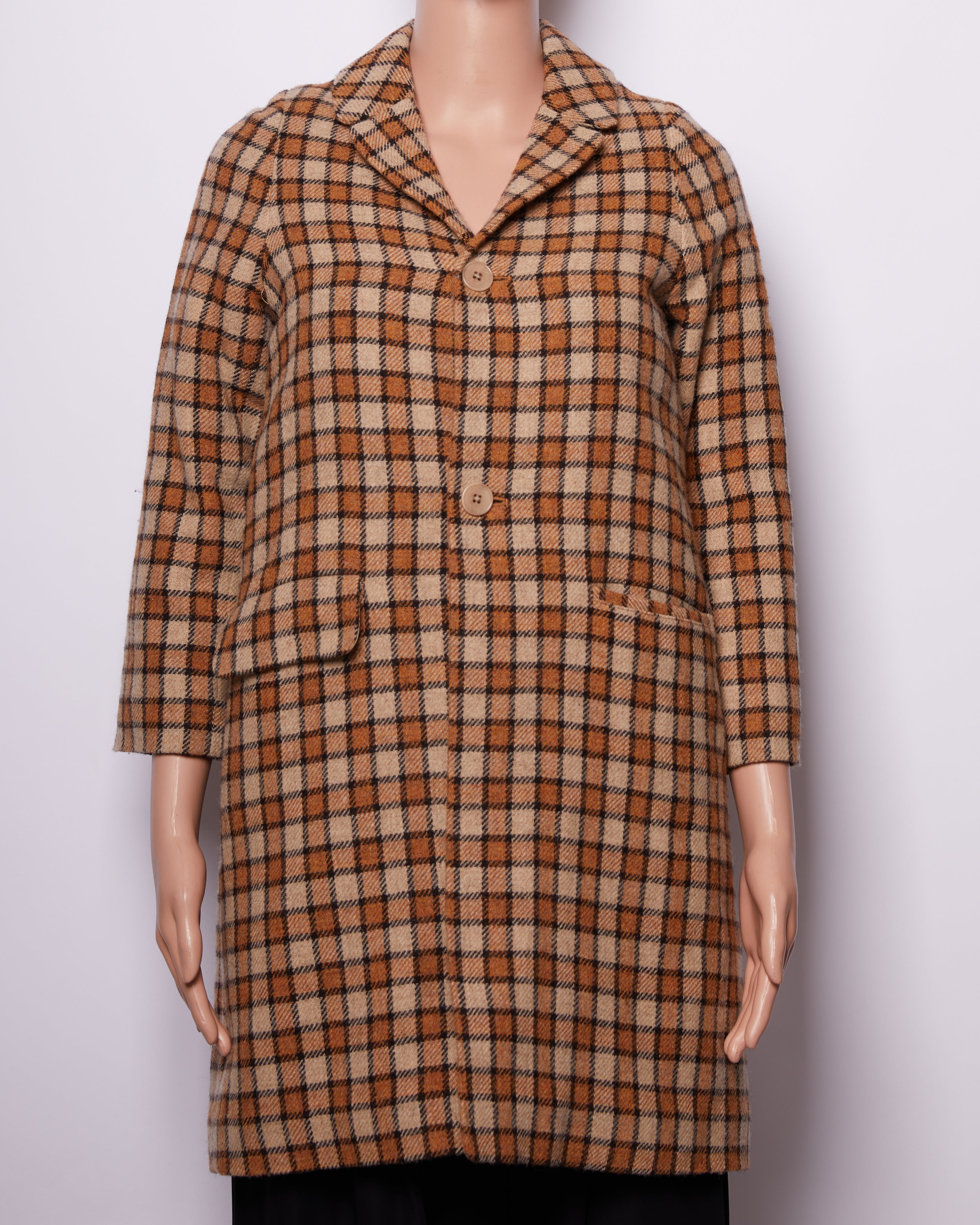 Caramel Checkered Outerwear Jacker