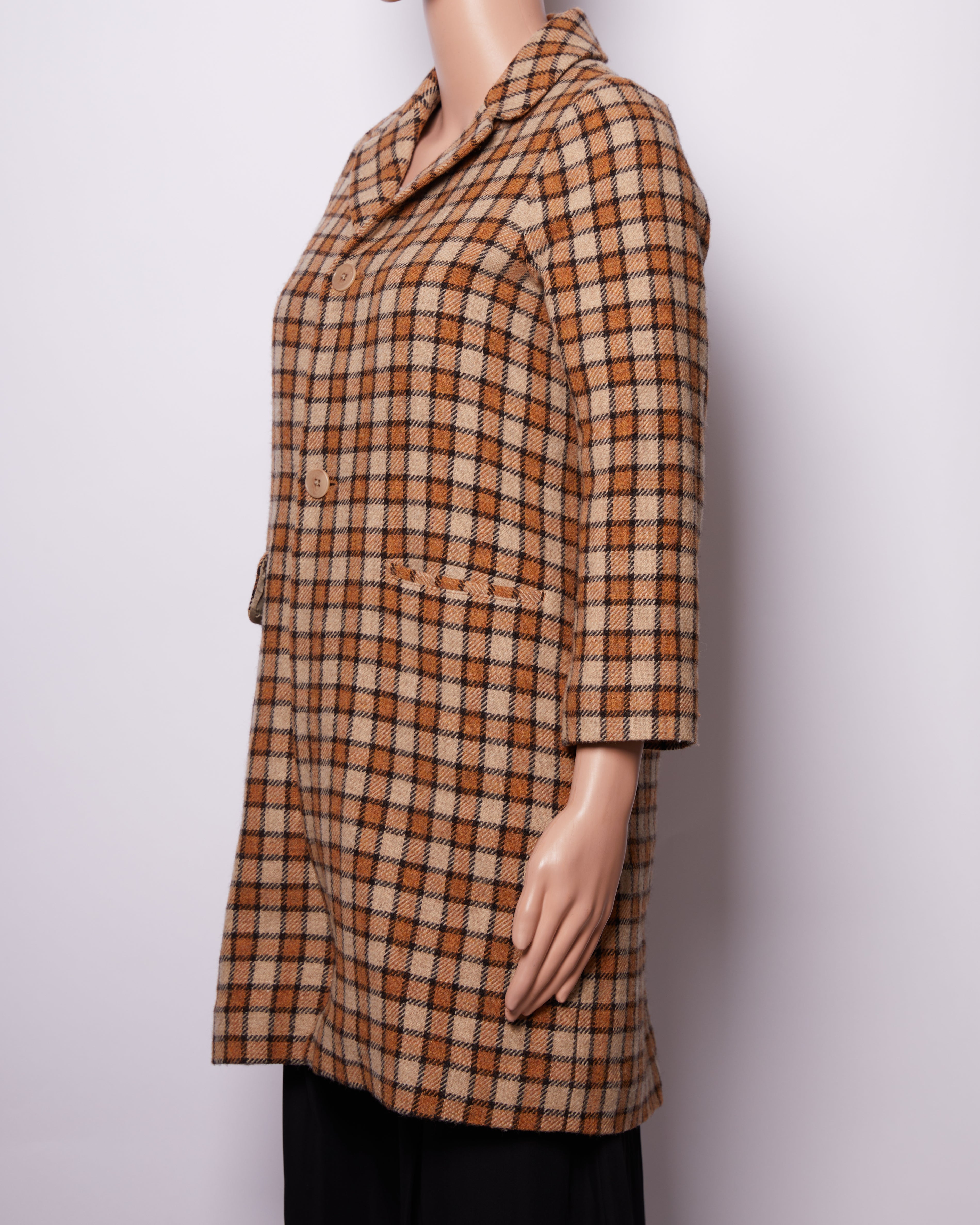 Caramel Checkered Outerwear Jacker
