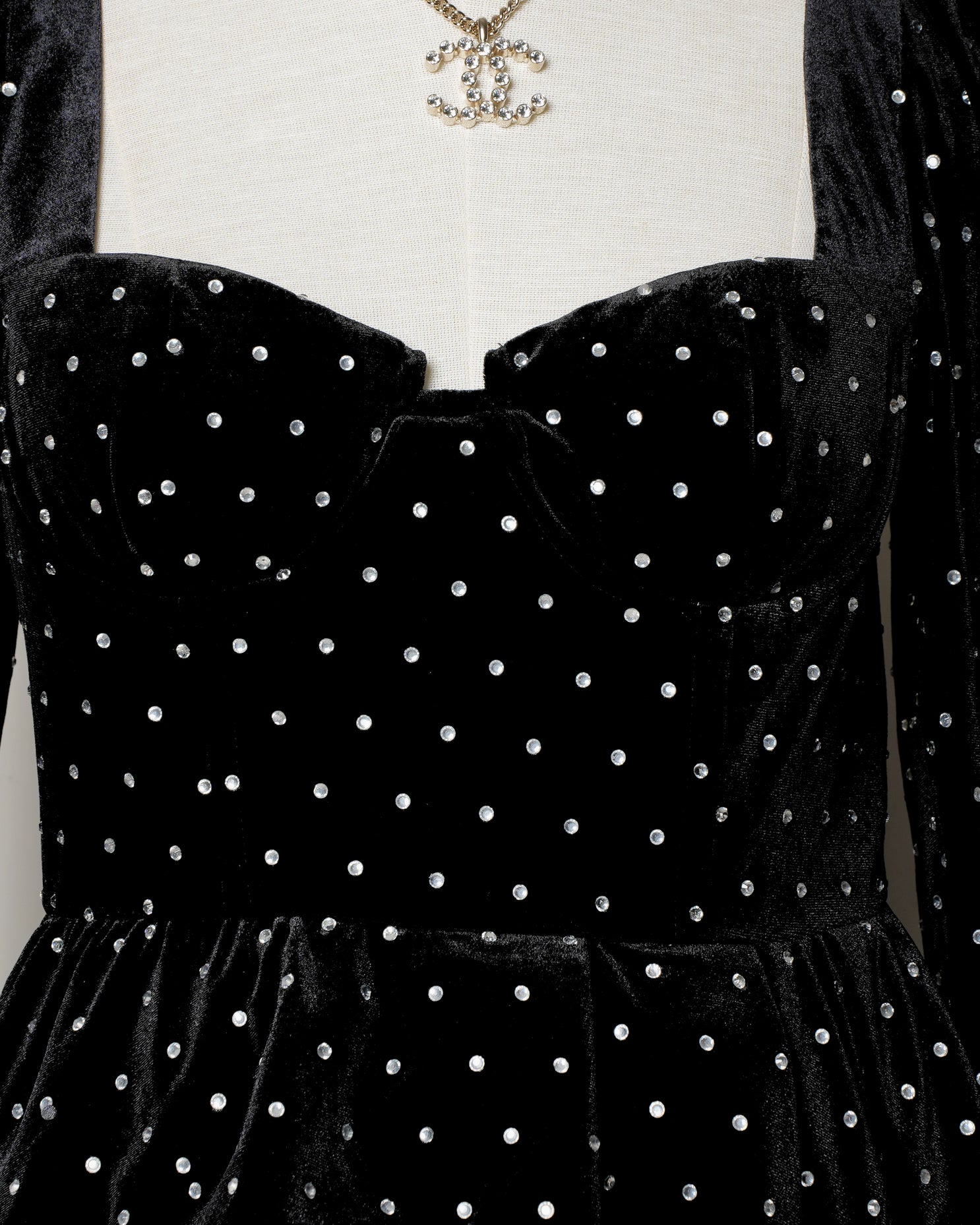 Self Potrait Asymmetrical Velvet Rhinestone Top