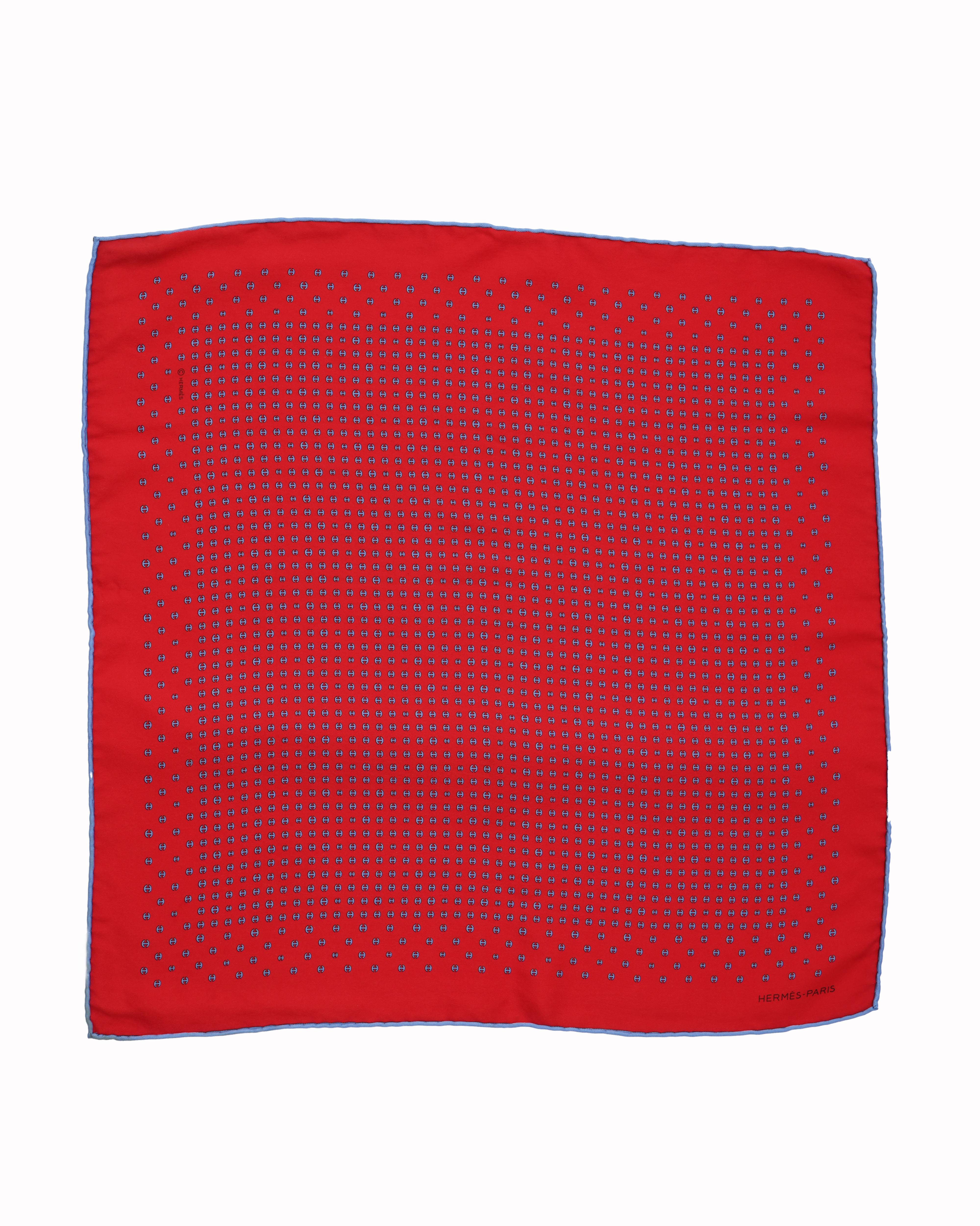 New Hermes Red Pocket Square In Silk
