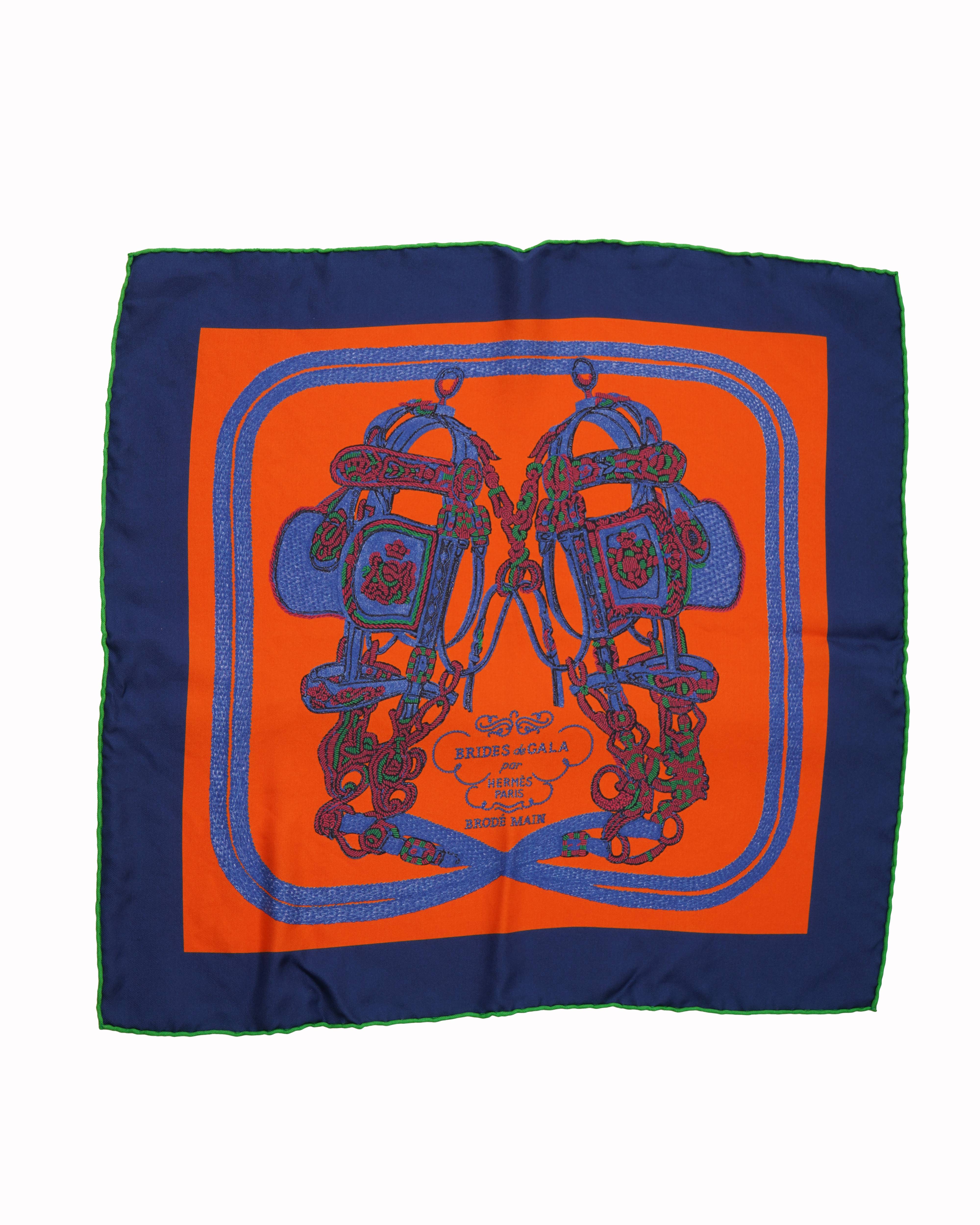 New Hermes Brides De Gala Iconic Print Pocket Square In silk