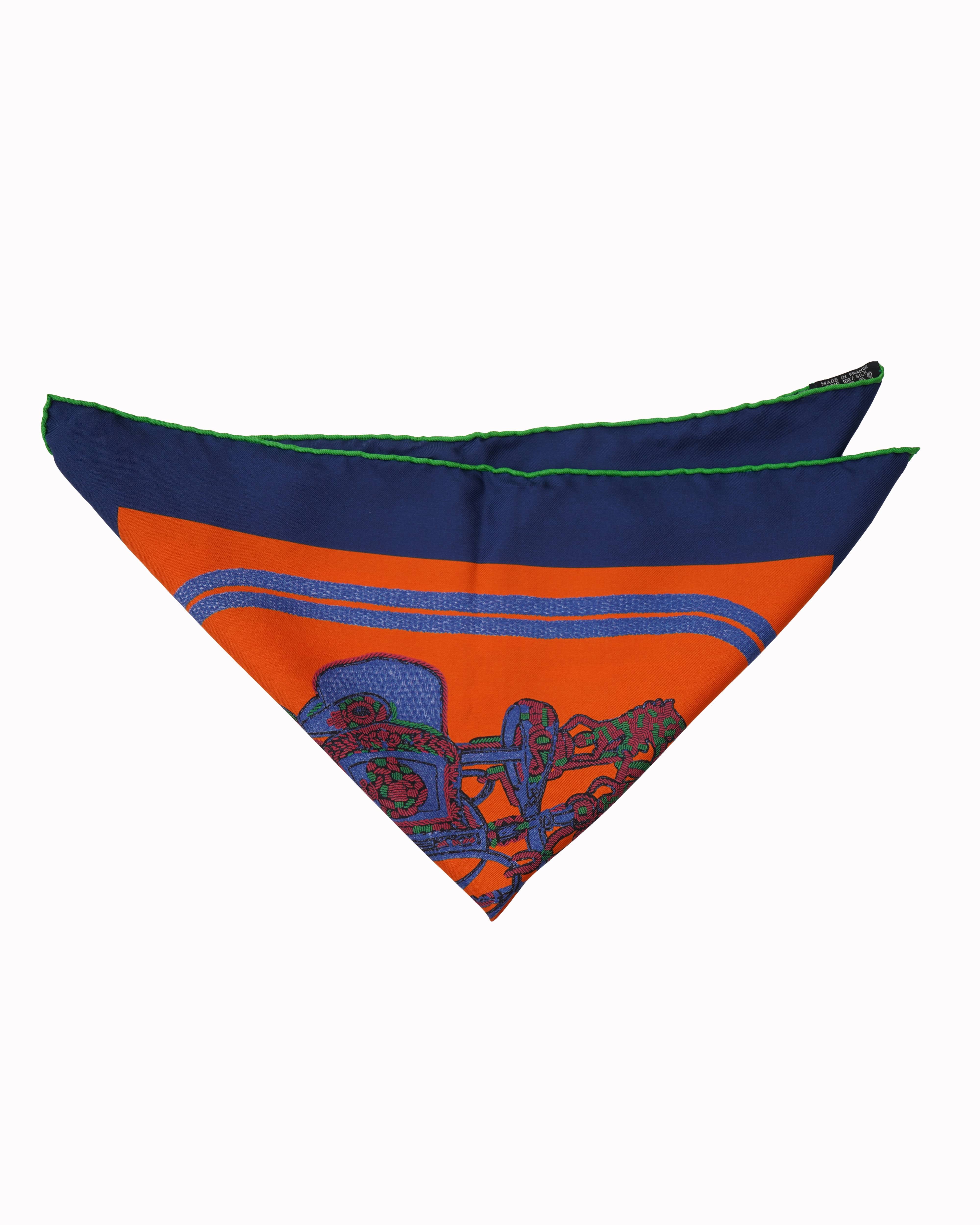 New Hermes Brides De Gala Iconic Print Pocket Square In silk
