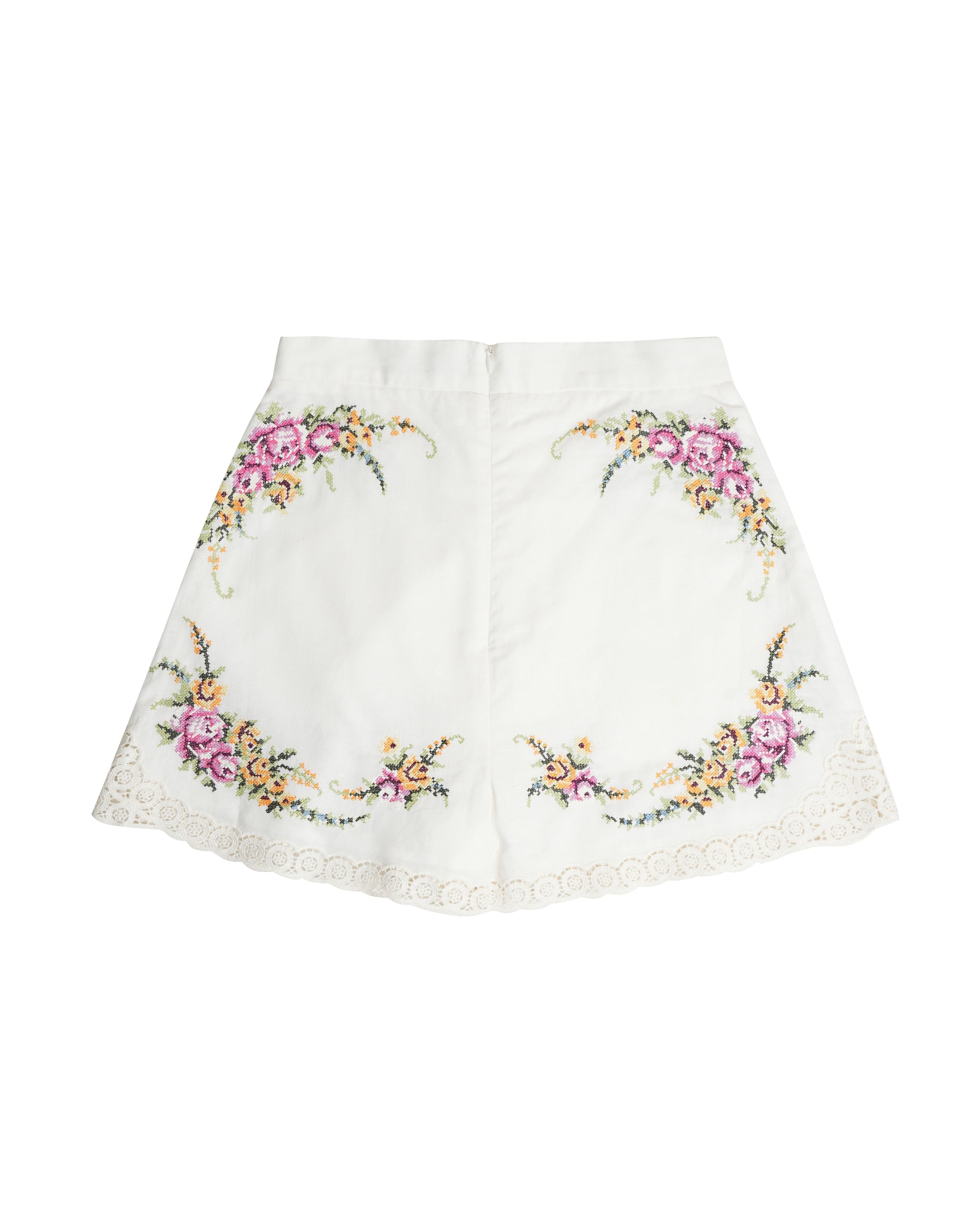 Zimmermann Cross Stitch Embroidered White Shorts