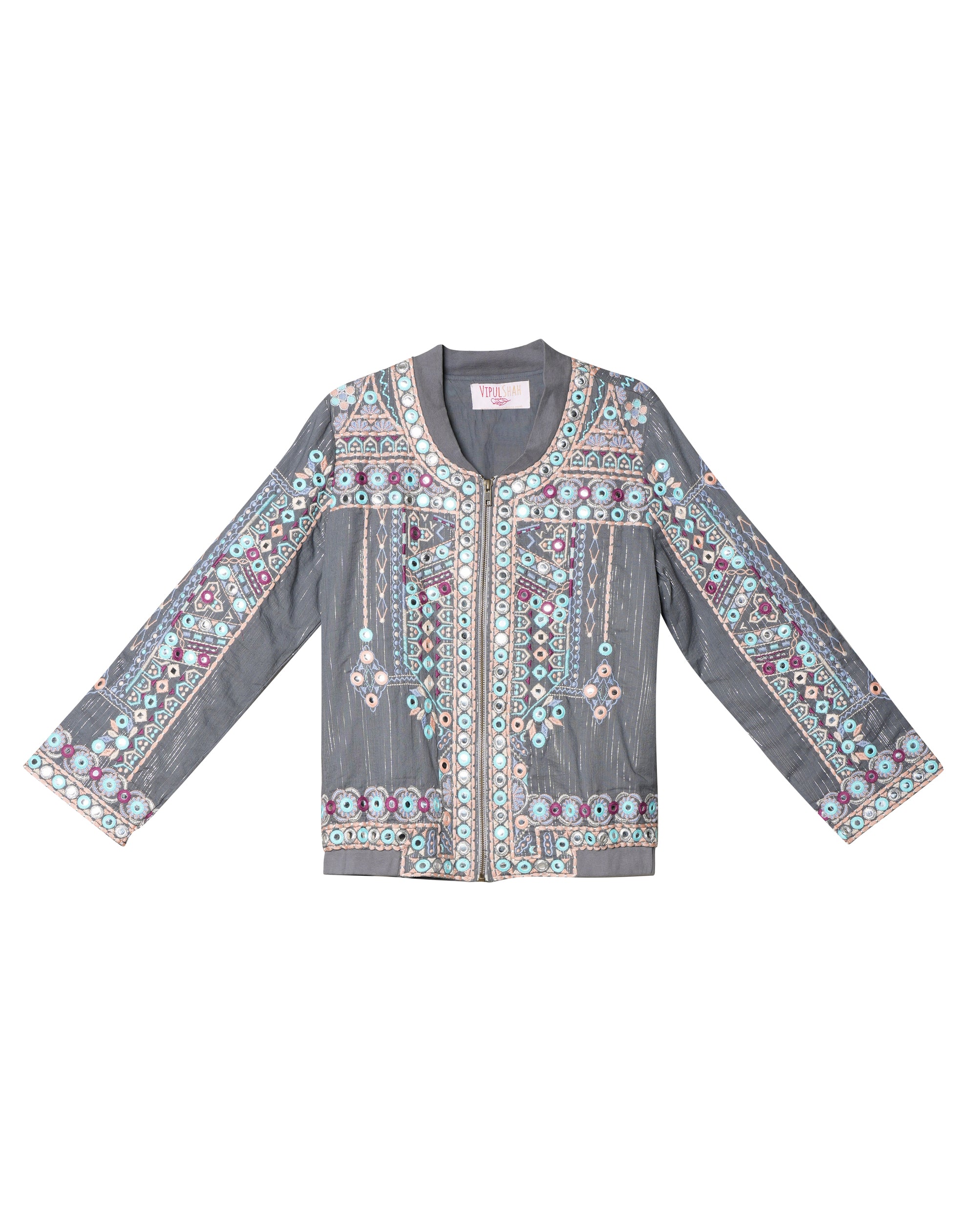 *New* Vipul Shah Grey Jacket With Mirror Work