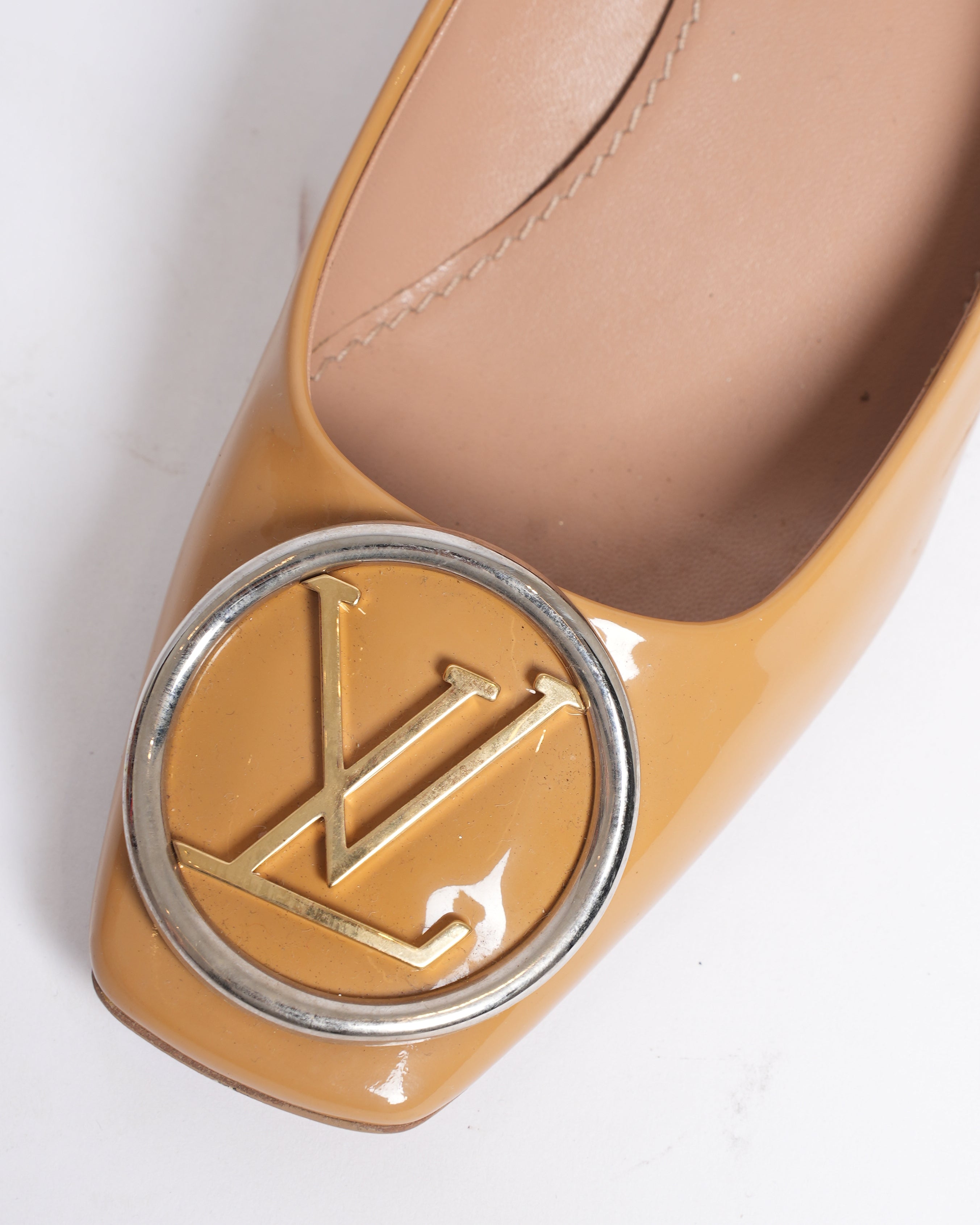 Louis Vuitton Mustard Patent Leather Madeleine Pumps
