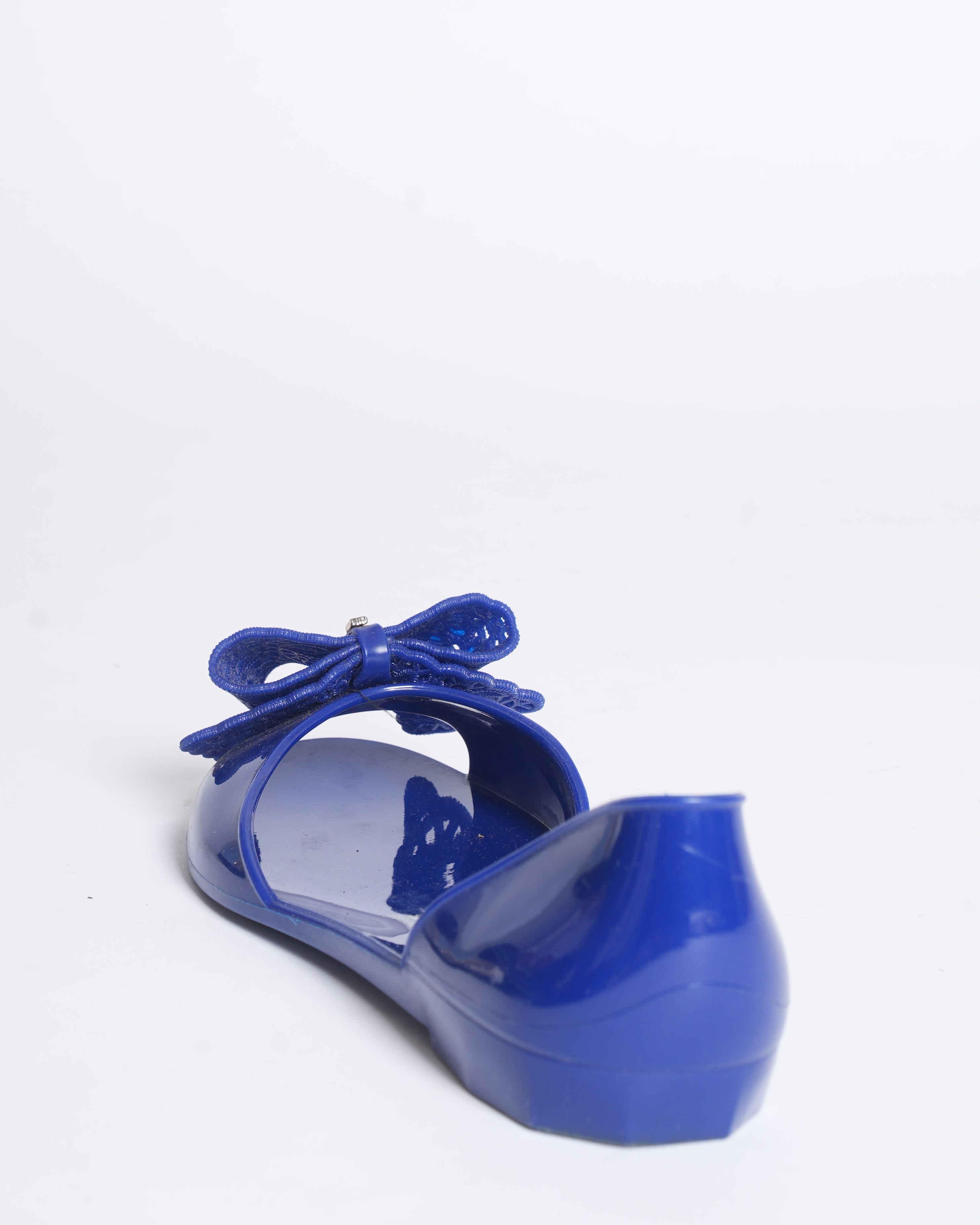 Ferragamo Blue Jelly Barbados Bow Flats