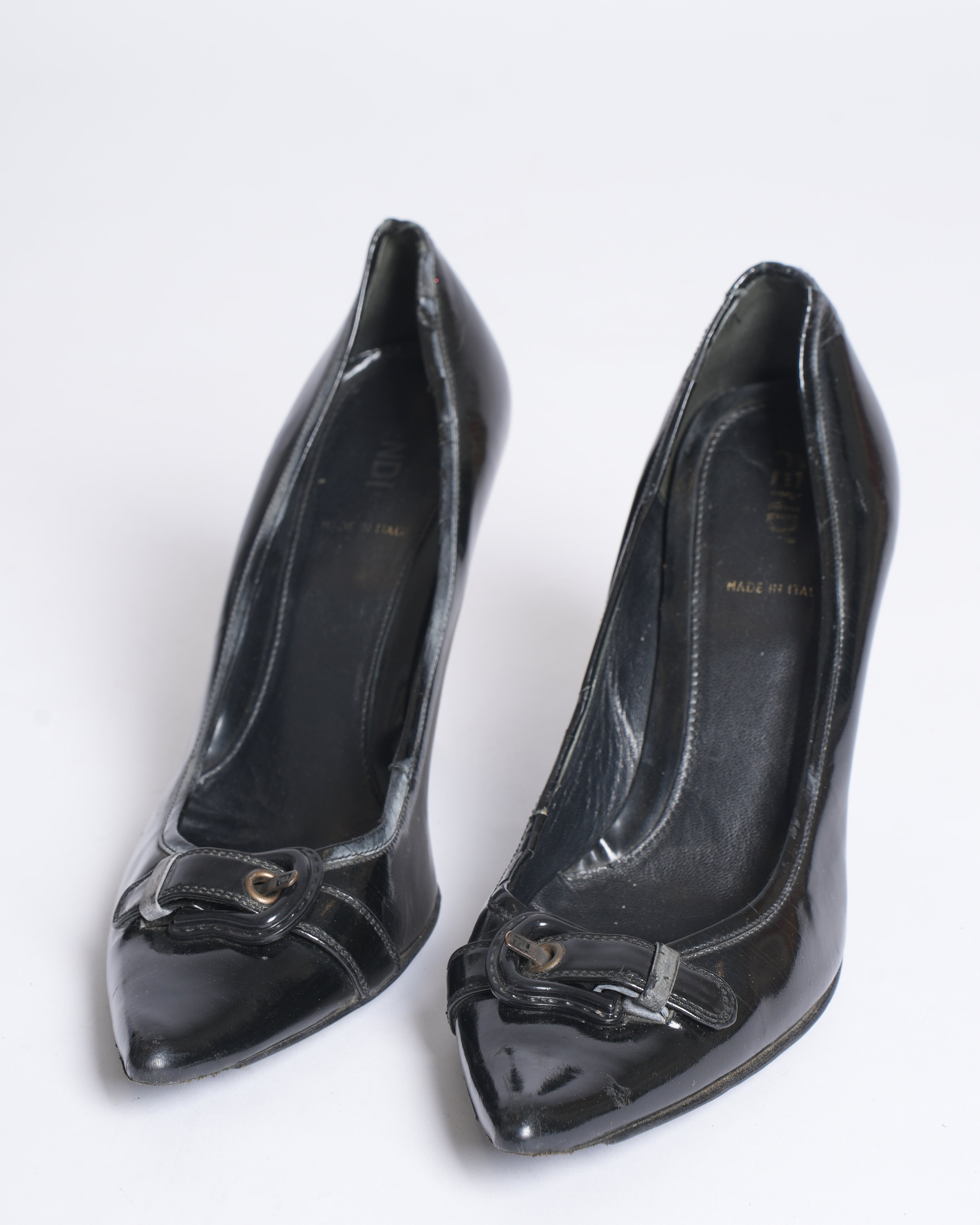 Fendi Decollete Vernice Black Patent Heels