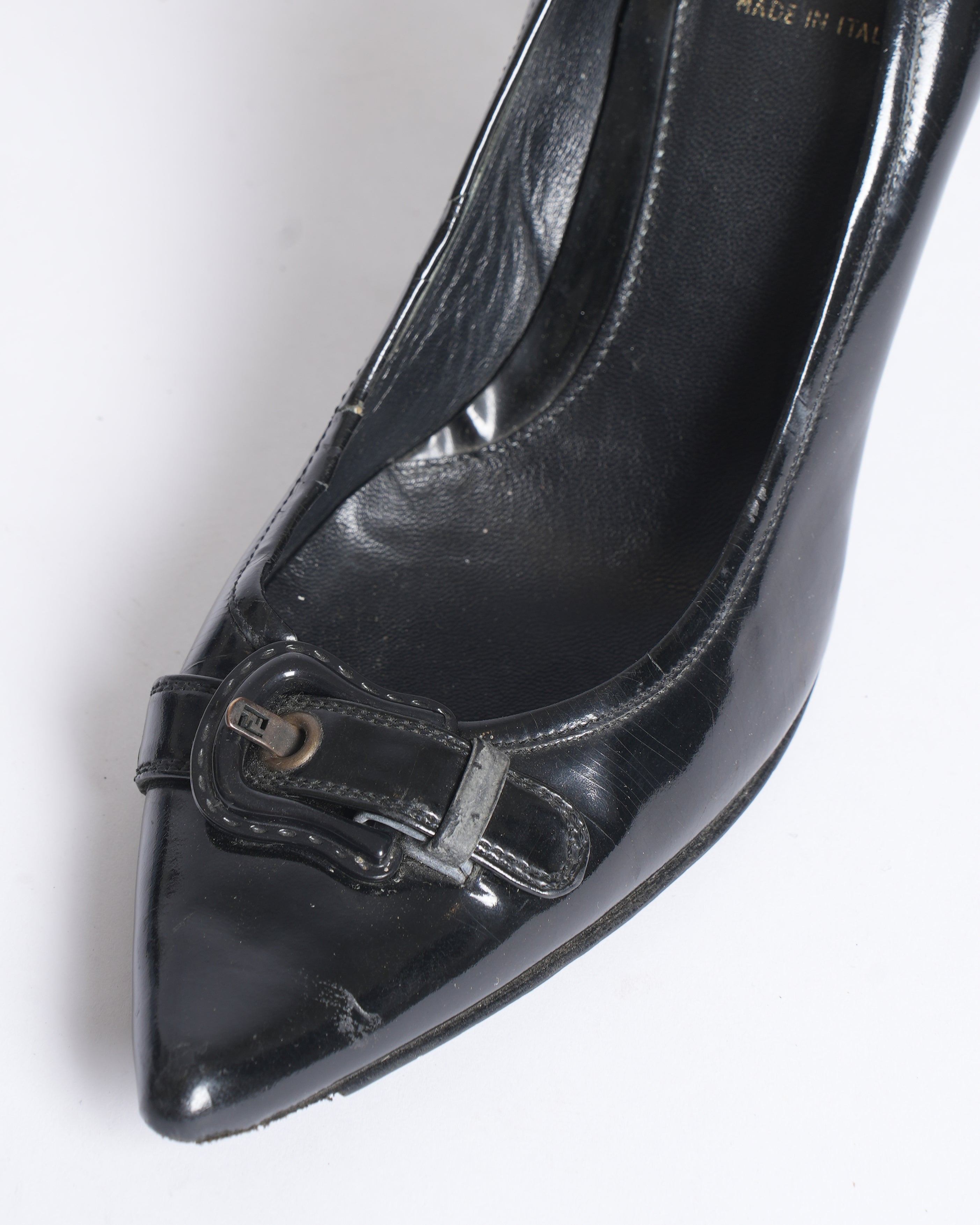 Fendi Decollete Vernice Black Patent Heels