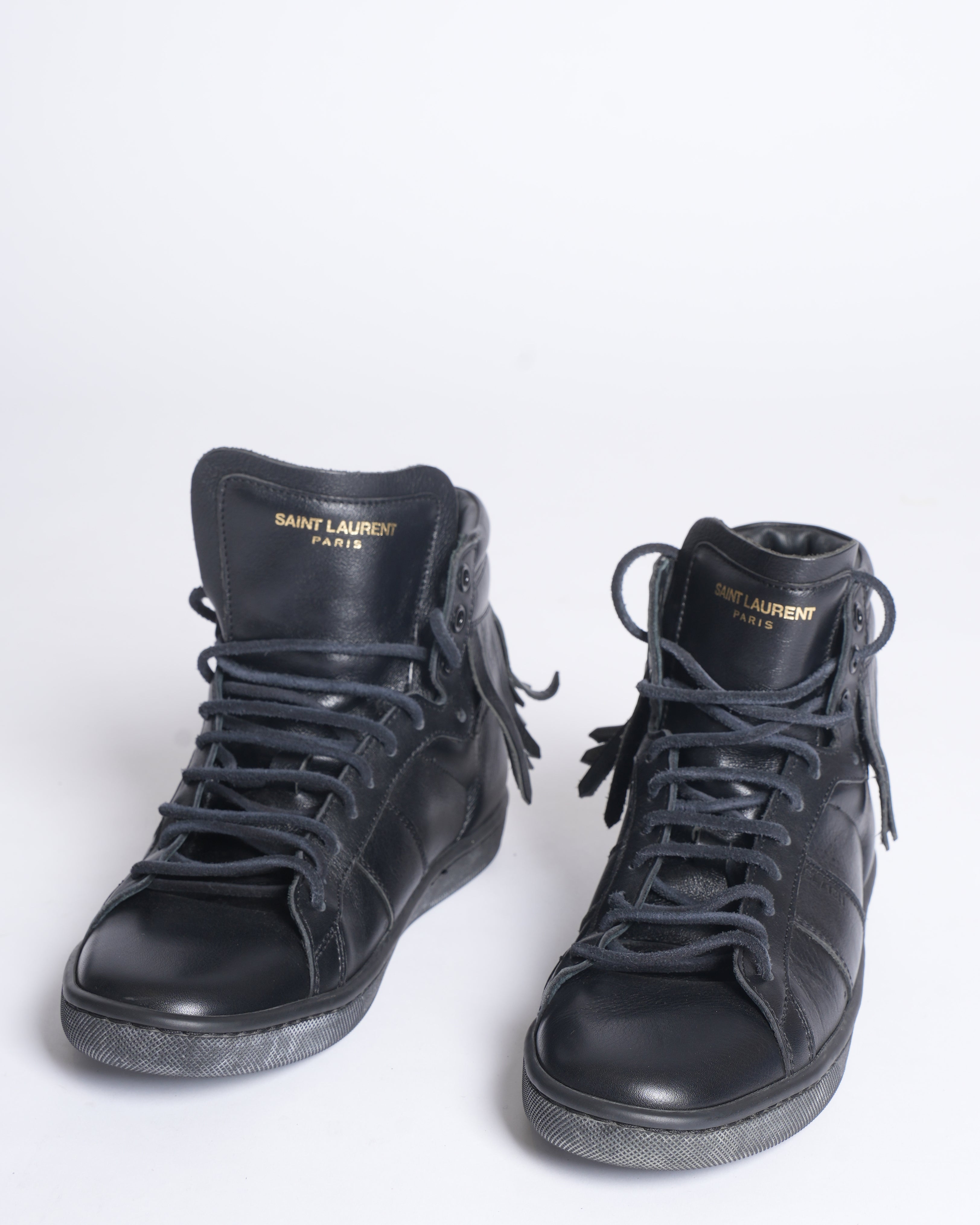 Saint Laurent black fringe leather sneakers