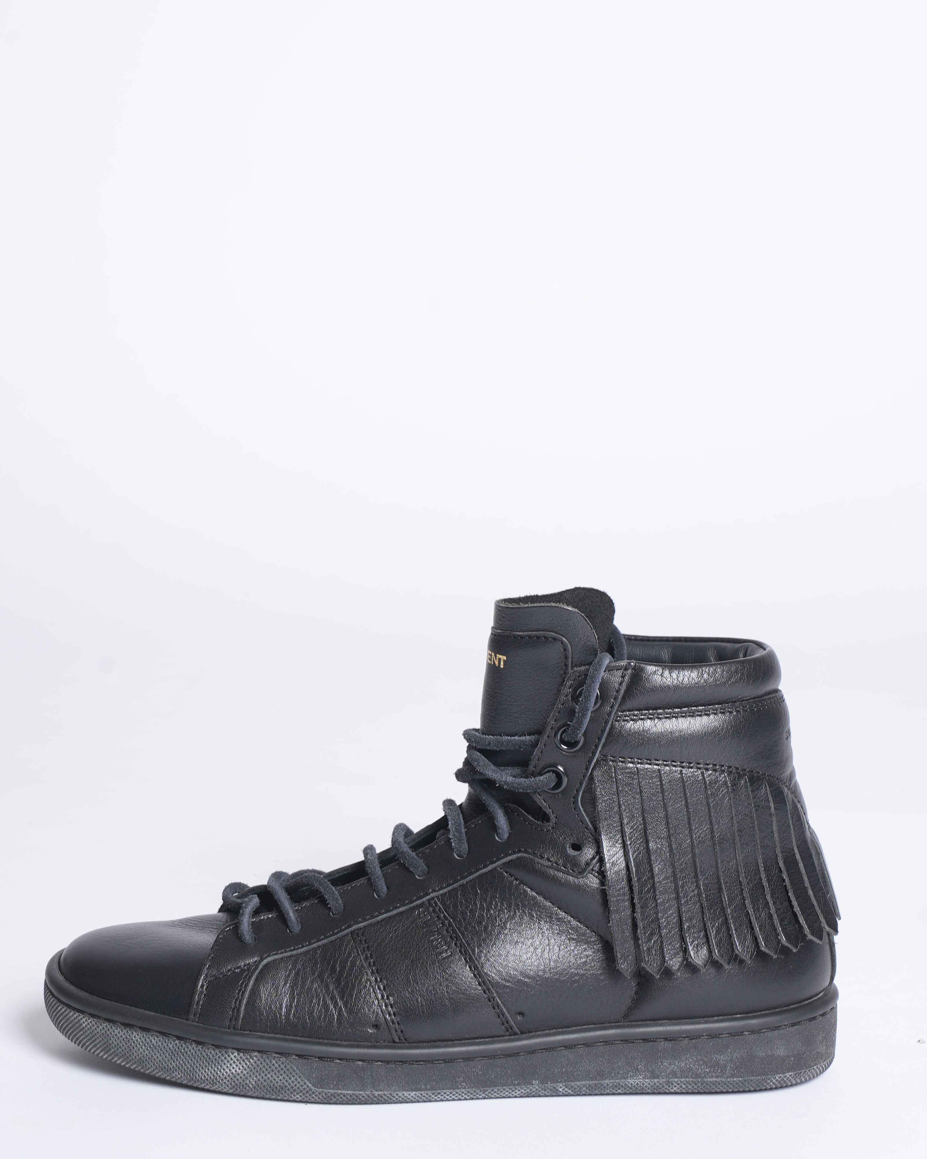 Saint Laurent black fringe leather sneakers