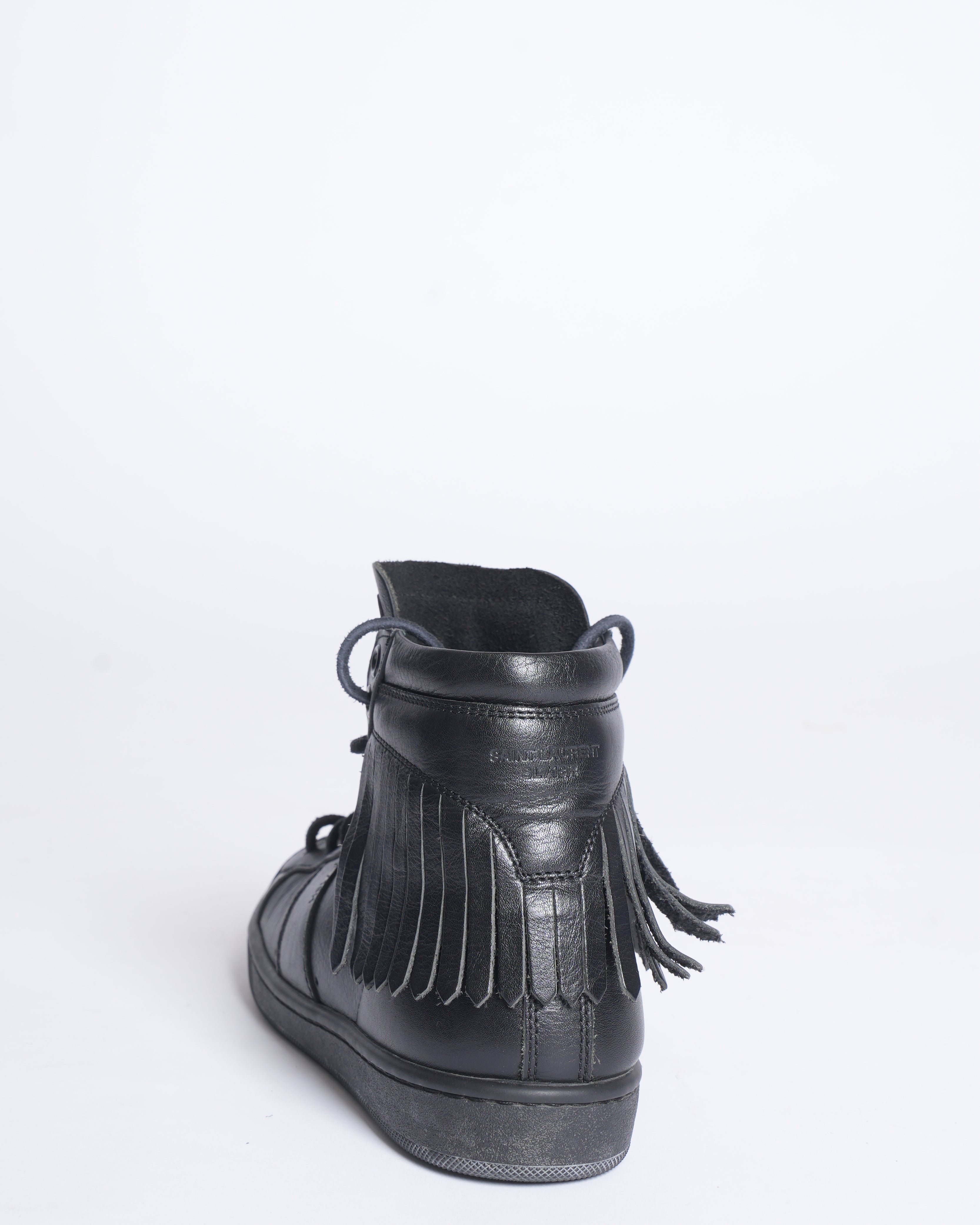 Saint Laurent black fringe leather sneakers