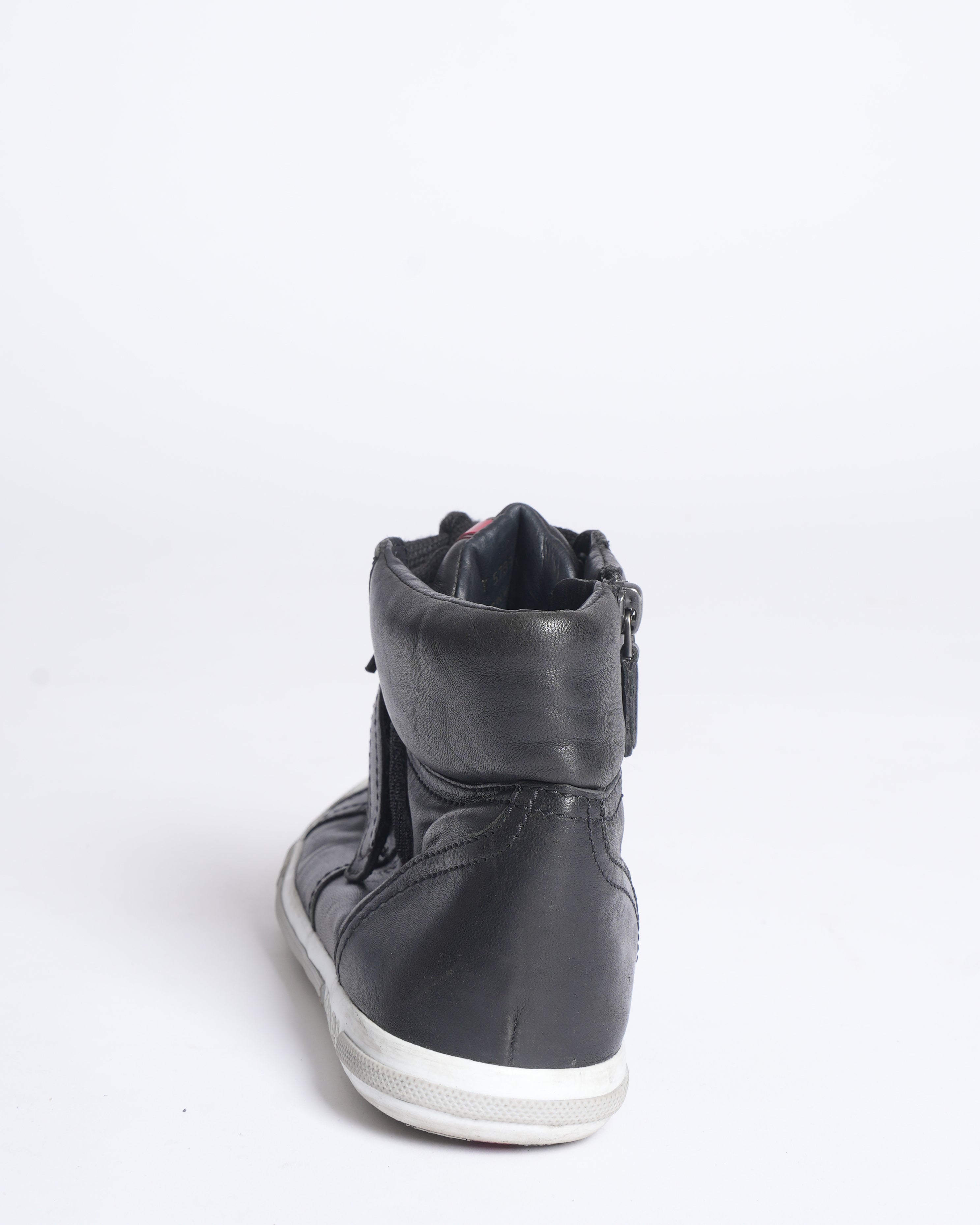 Prada high top black leather sneakers