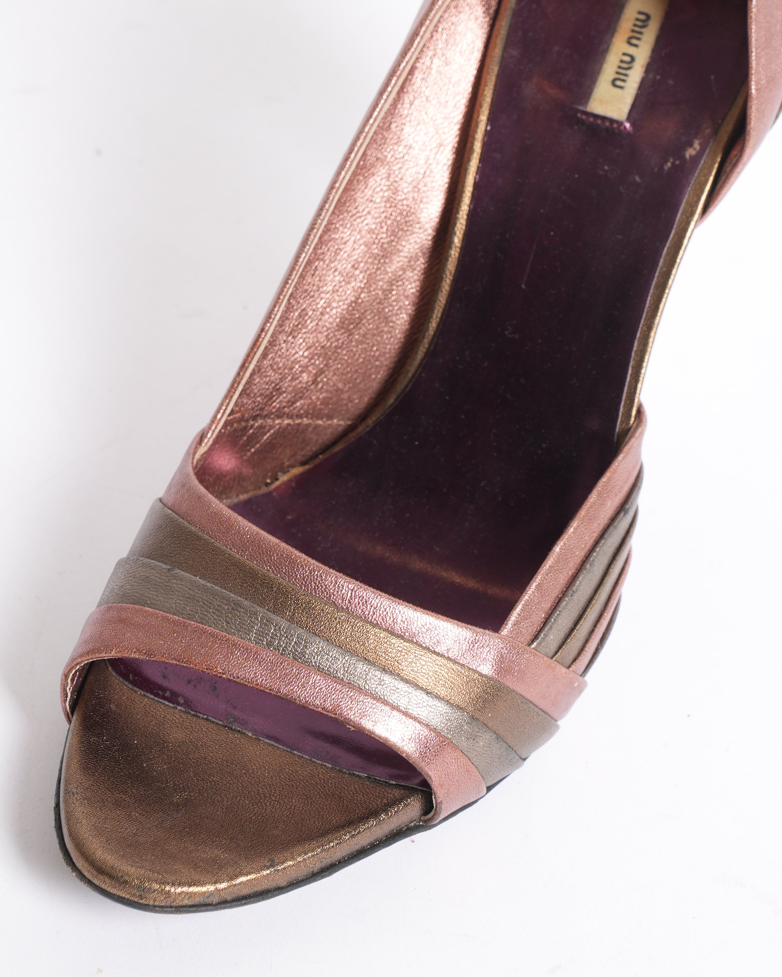 Miu Miu metallic striped heels