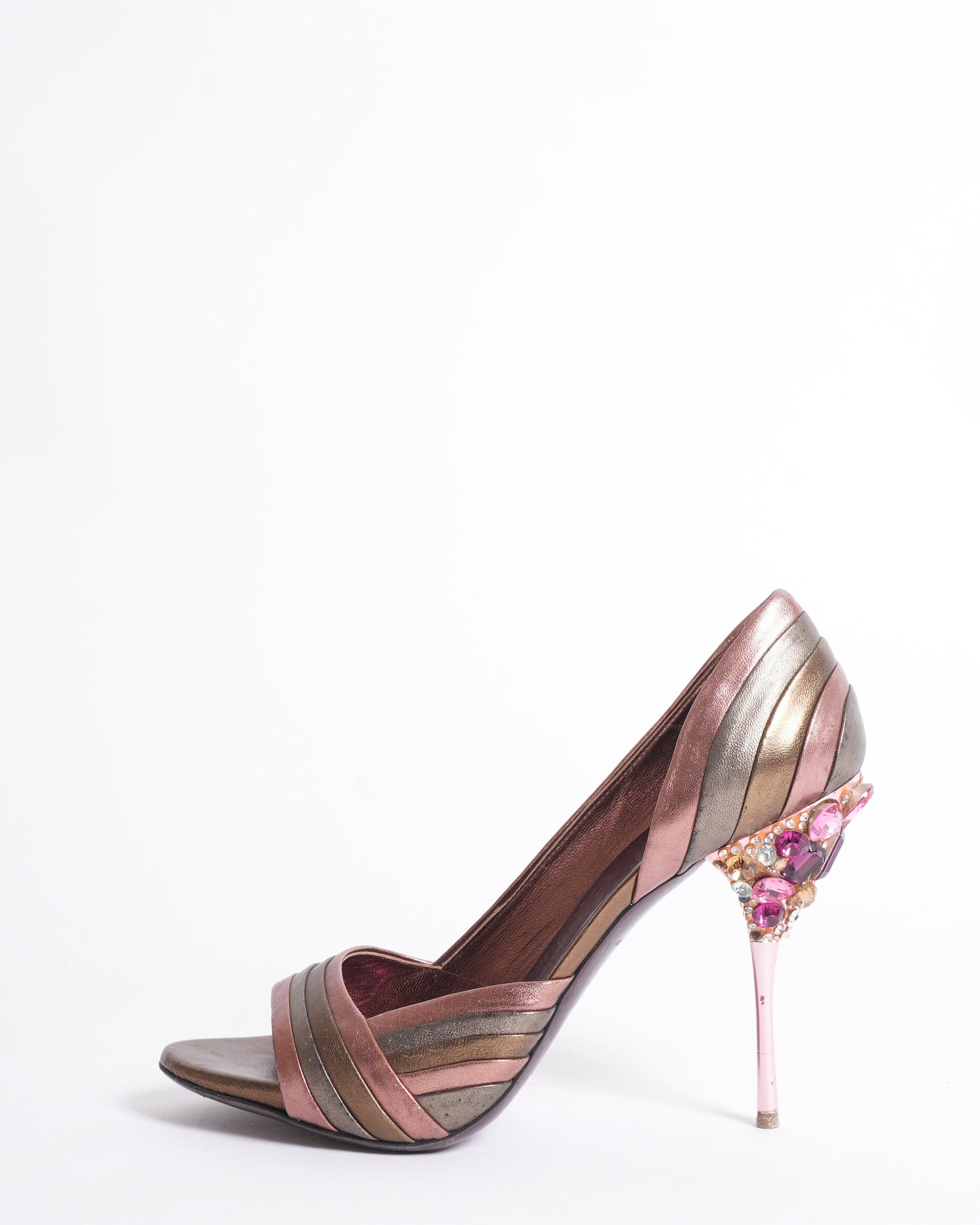 Miu Miu metallic striped heels