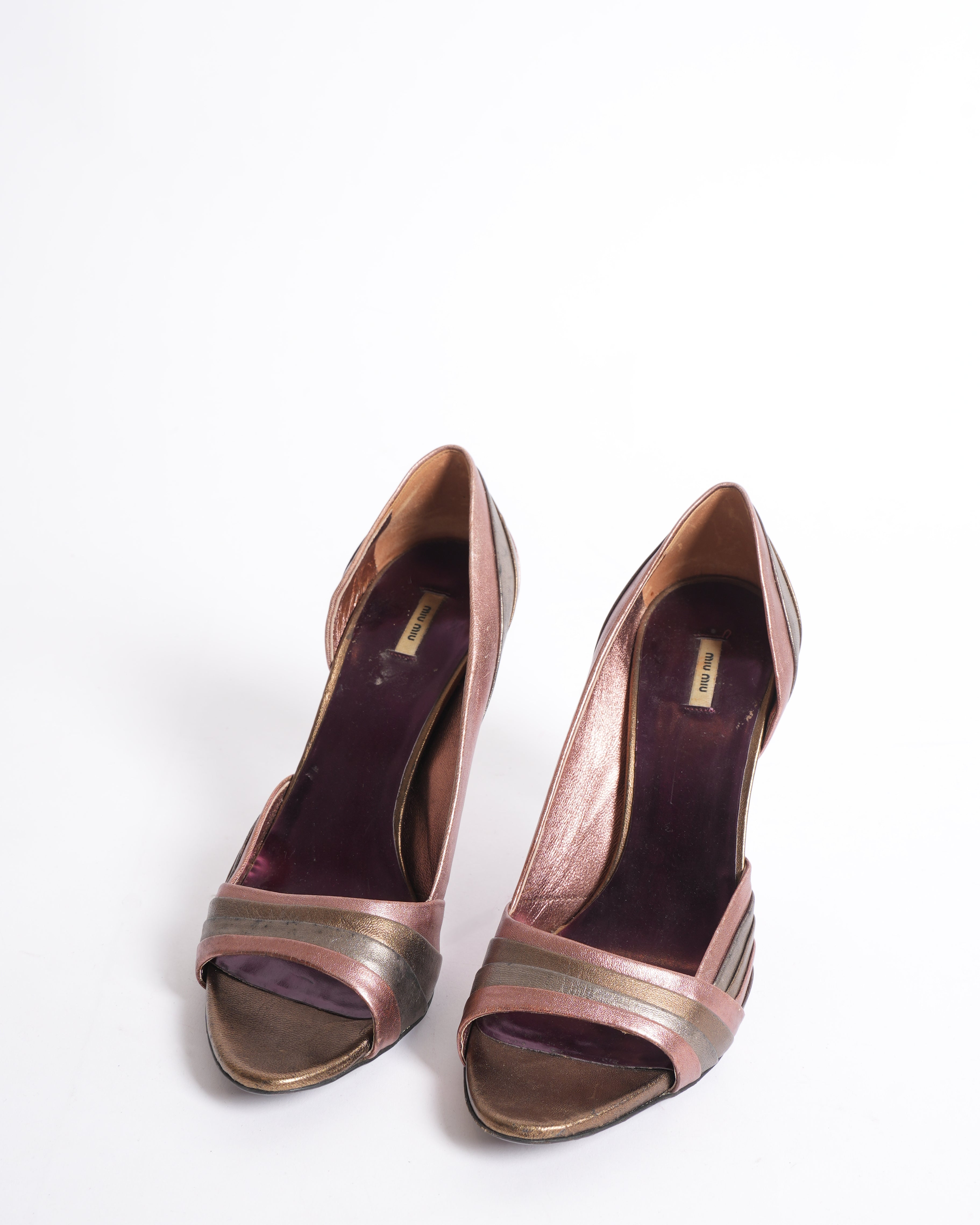Miu Miu metallic striped heels