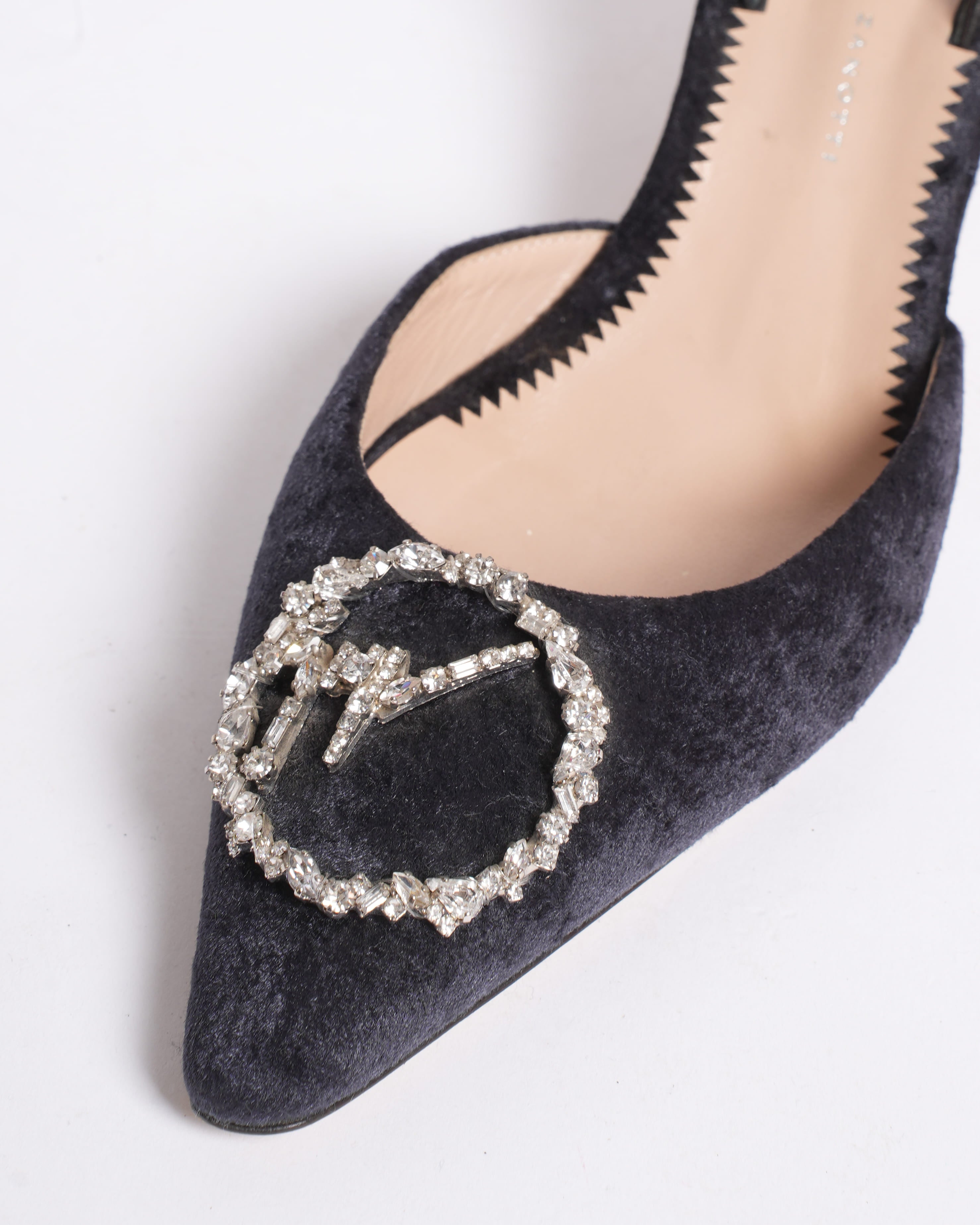 Giuseppe Zanotti crystal suede slingback heels