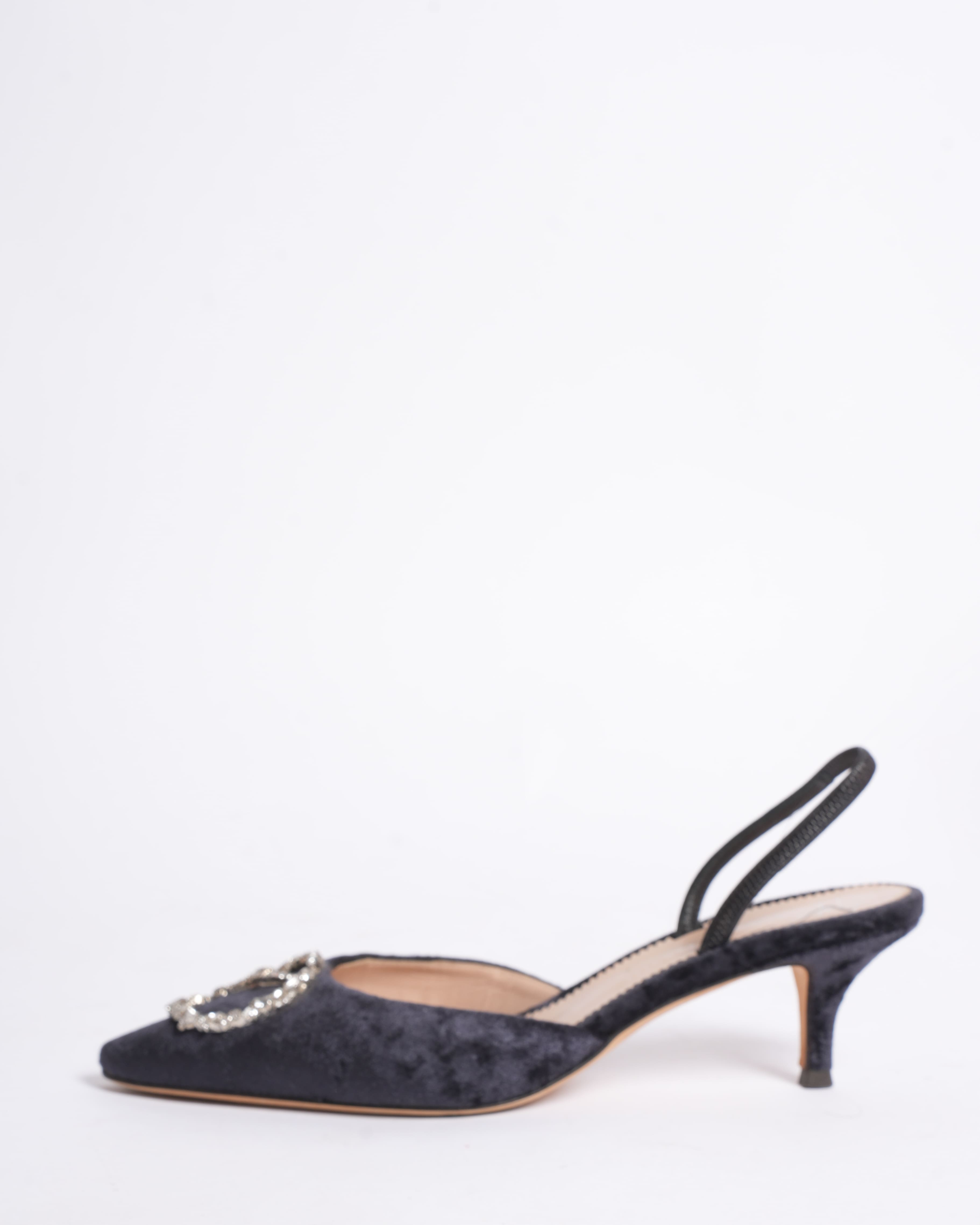 Giuseppe Zanotti crystal suede slingback heels