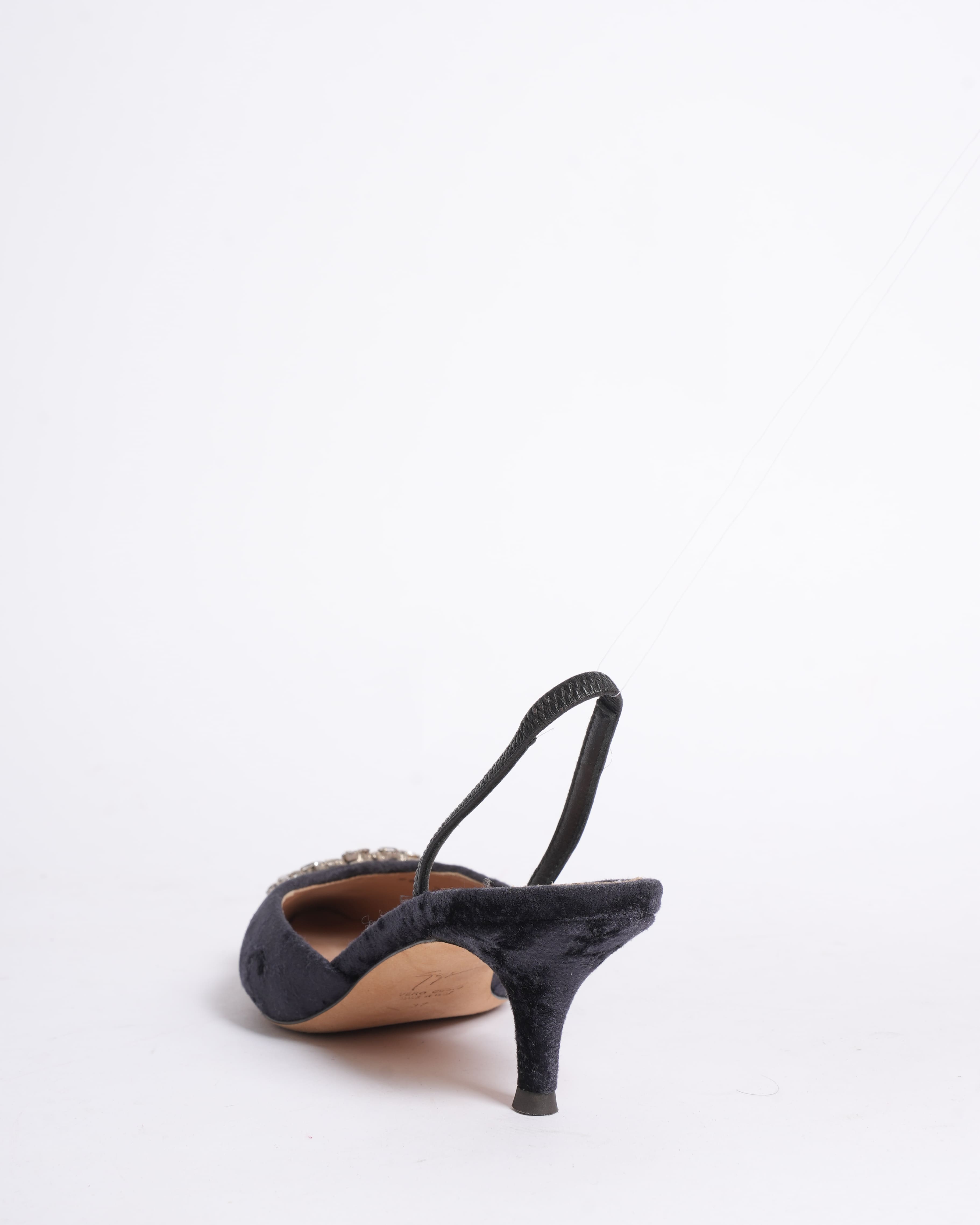 Giuseppe Zanotti crystal suede slingback heels
