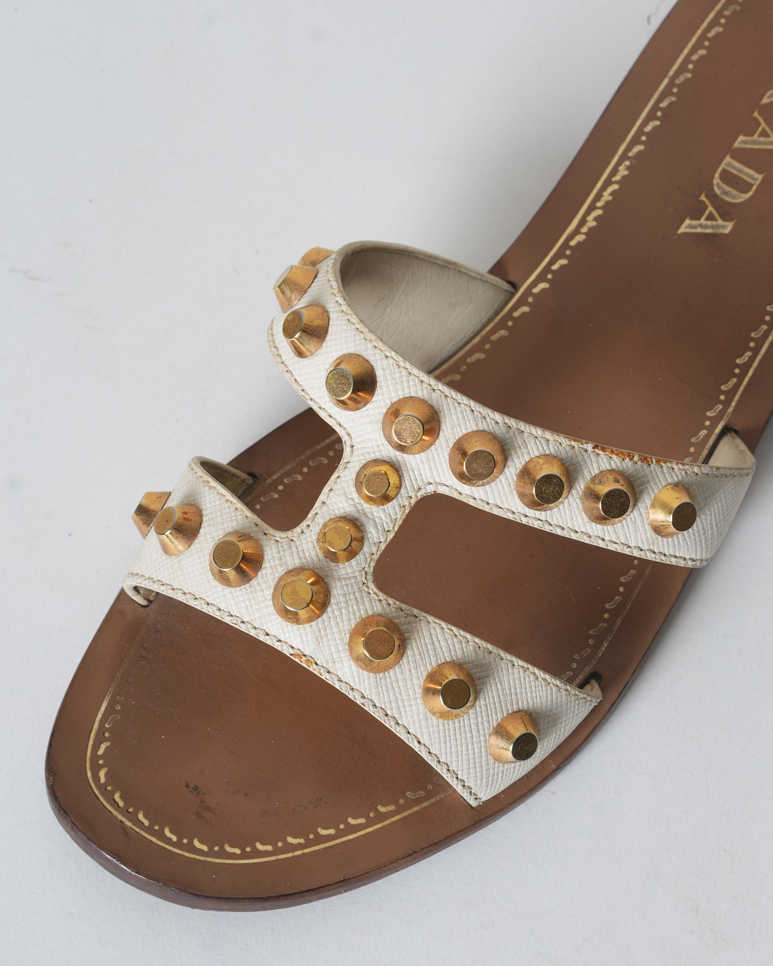 Prada Studded h Strap Sandals Slidea