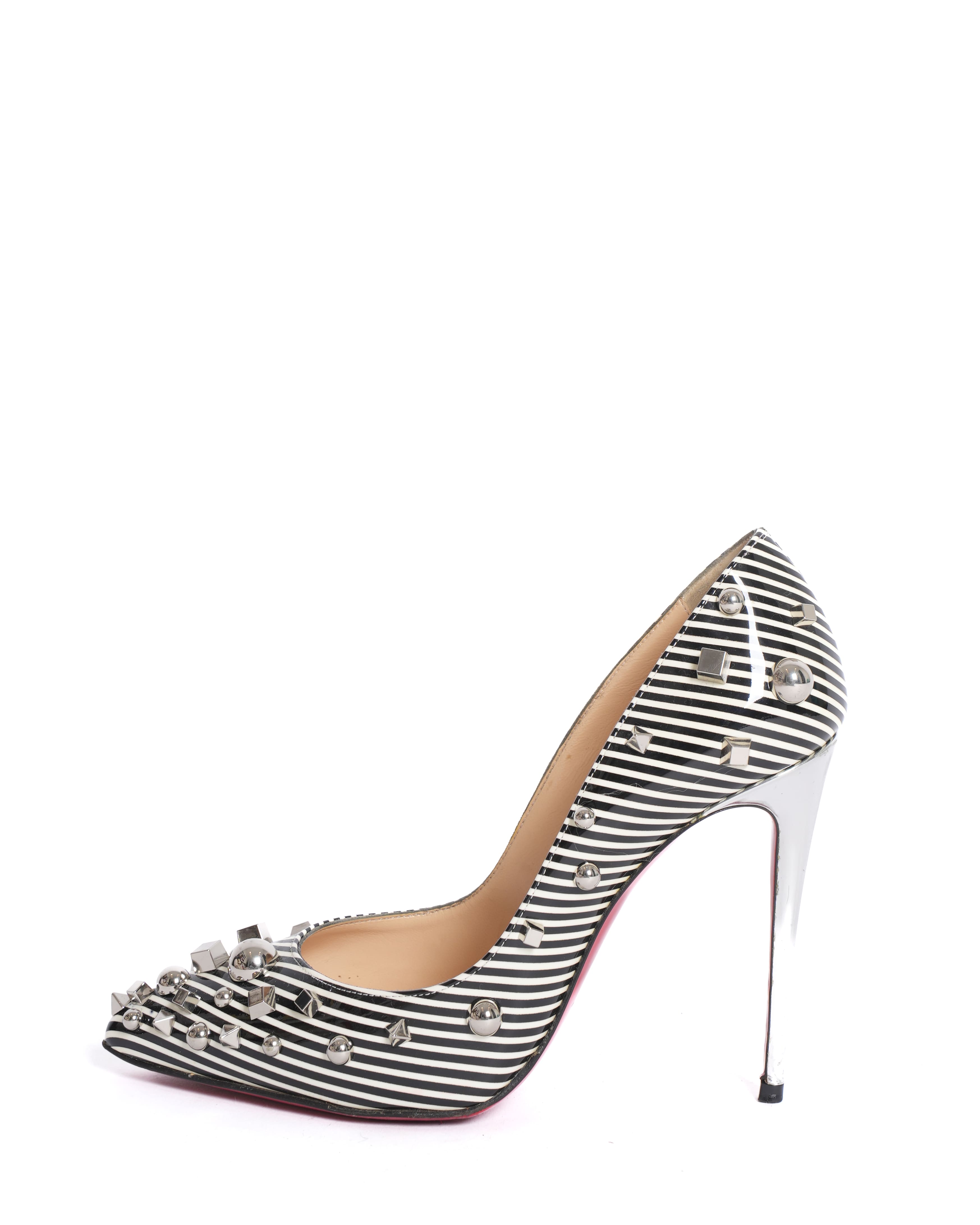Christian Louboutin Stripe Pumps With Metal Detailing