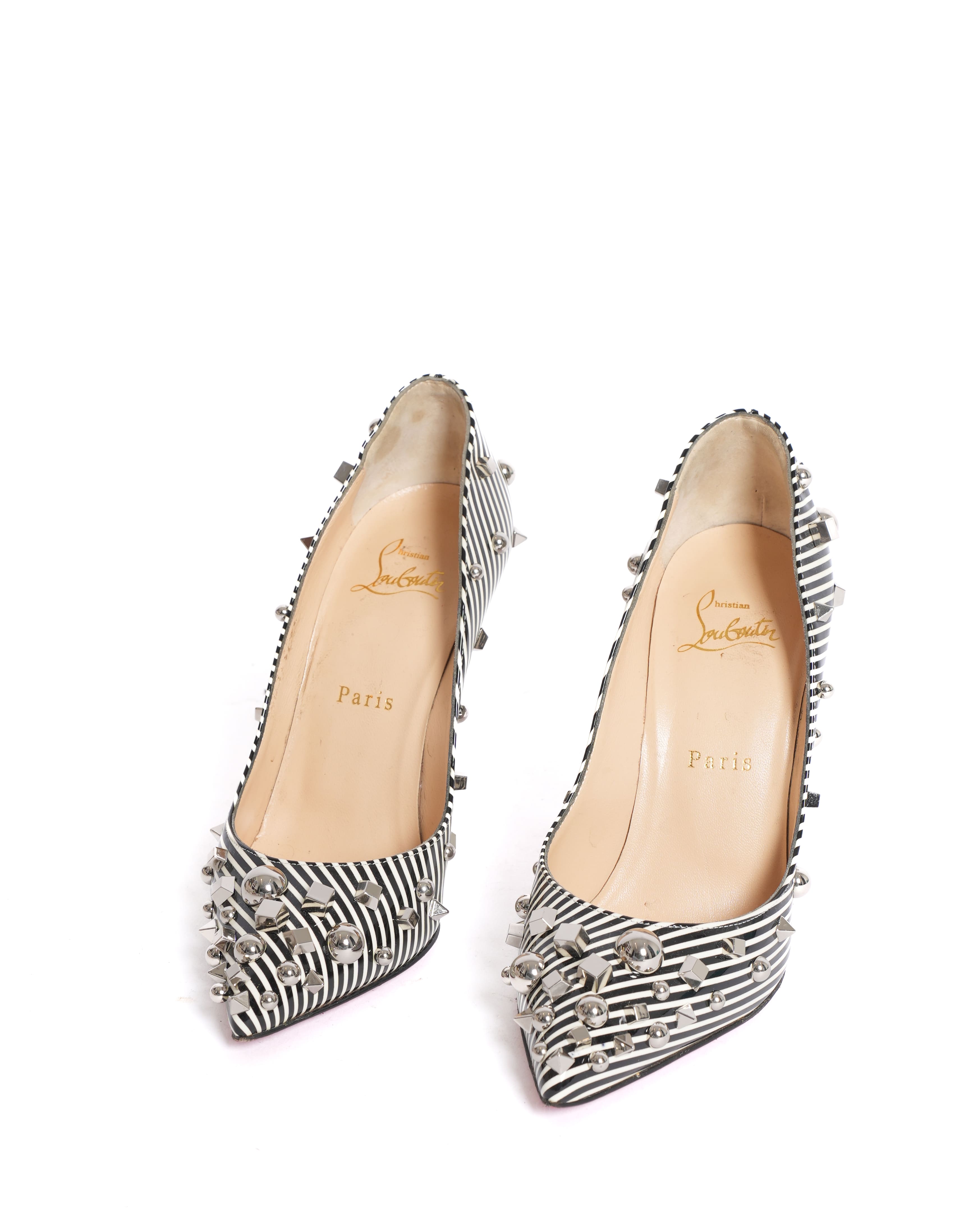 Christian Louboutin Stripe Pumps With Metal Detailing