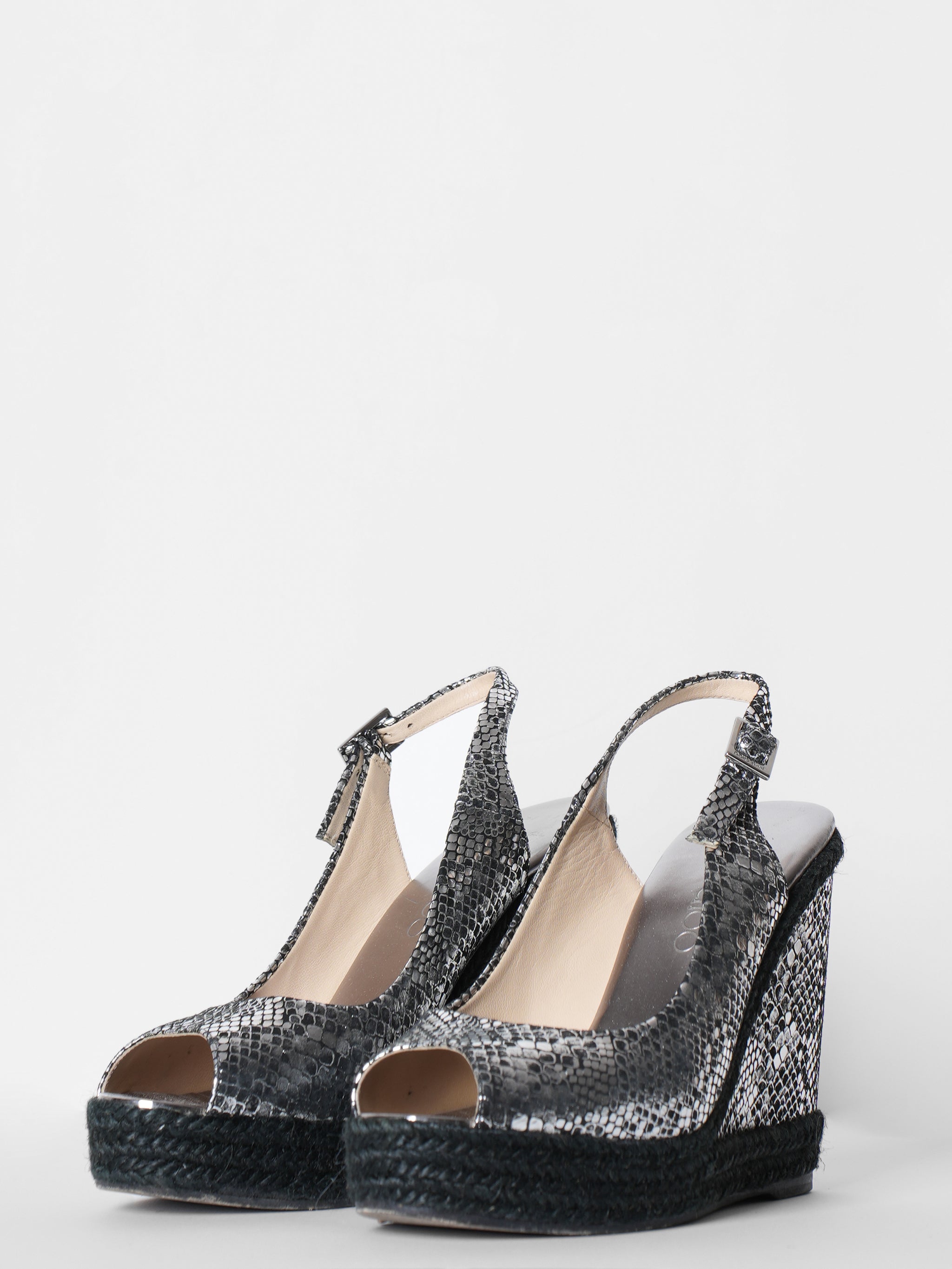 Jimmy Choo Silver & Black Wedges