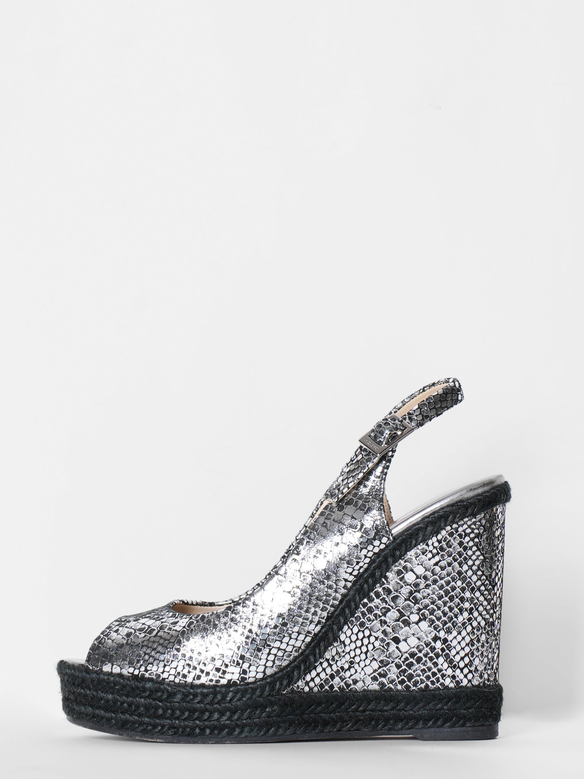 Jimmy Choo Silver & Black Wedges