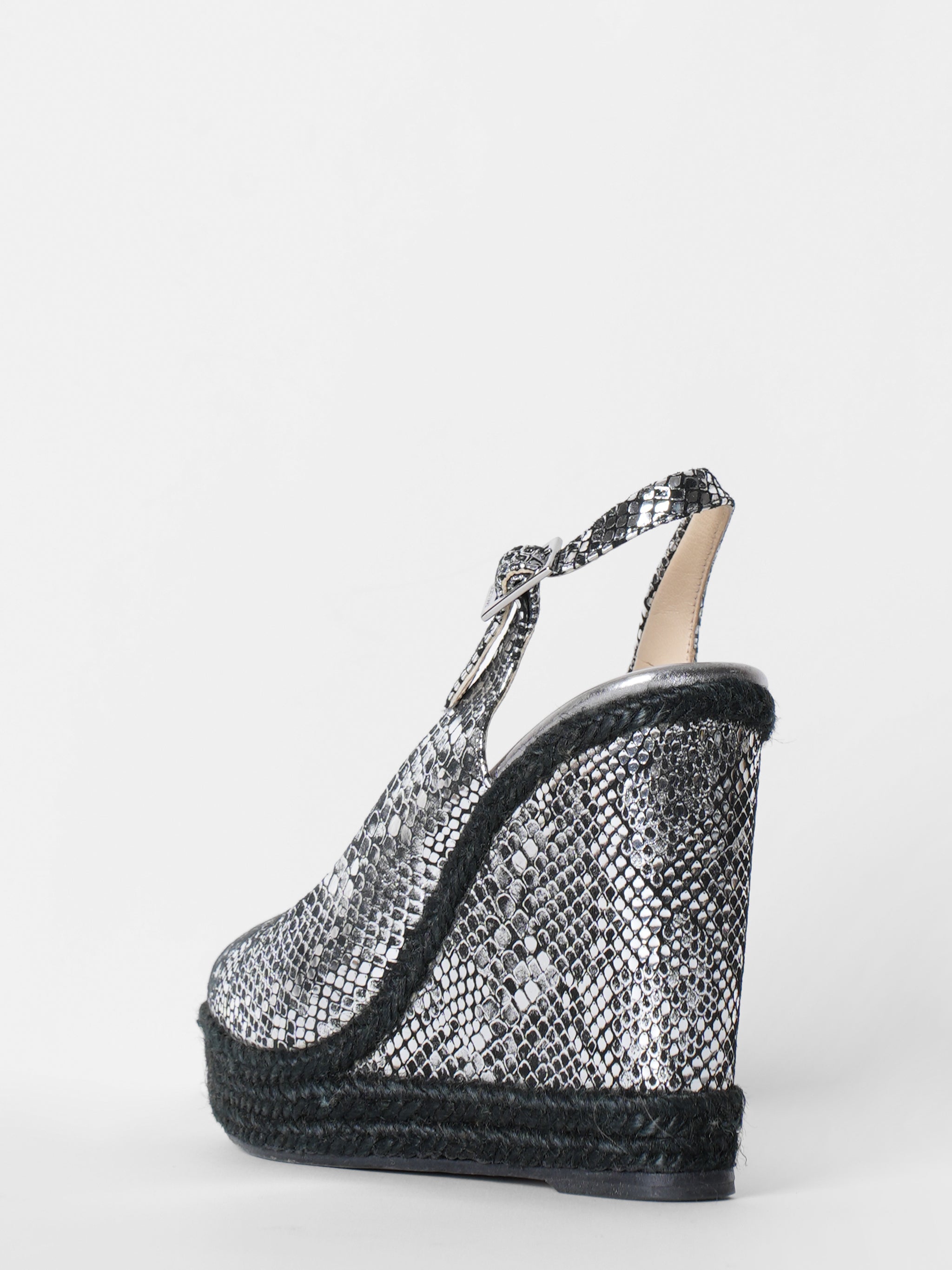 Jimmy Choo Silver & Black Wedges