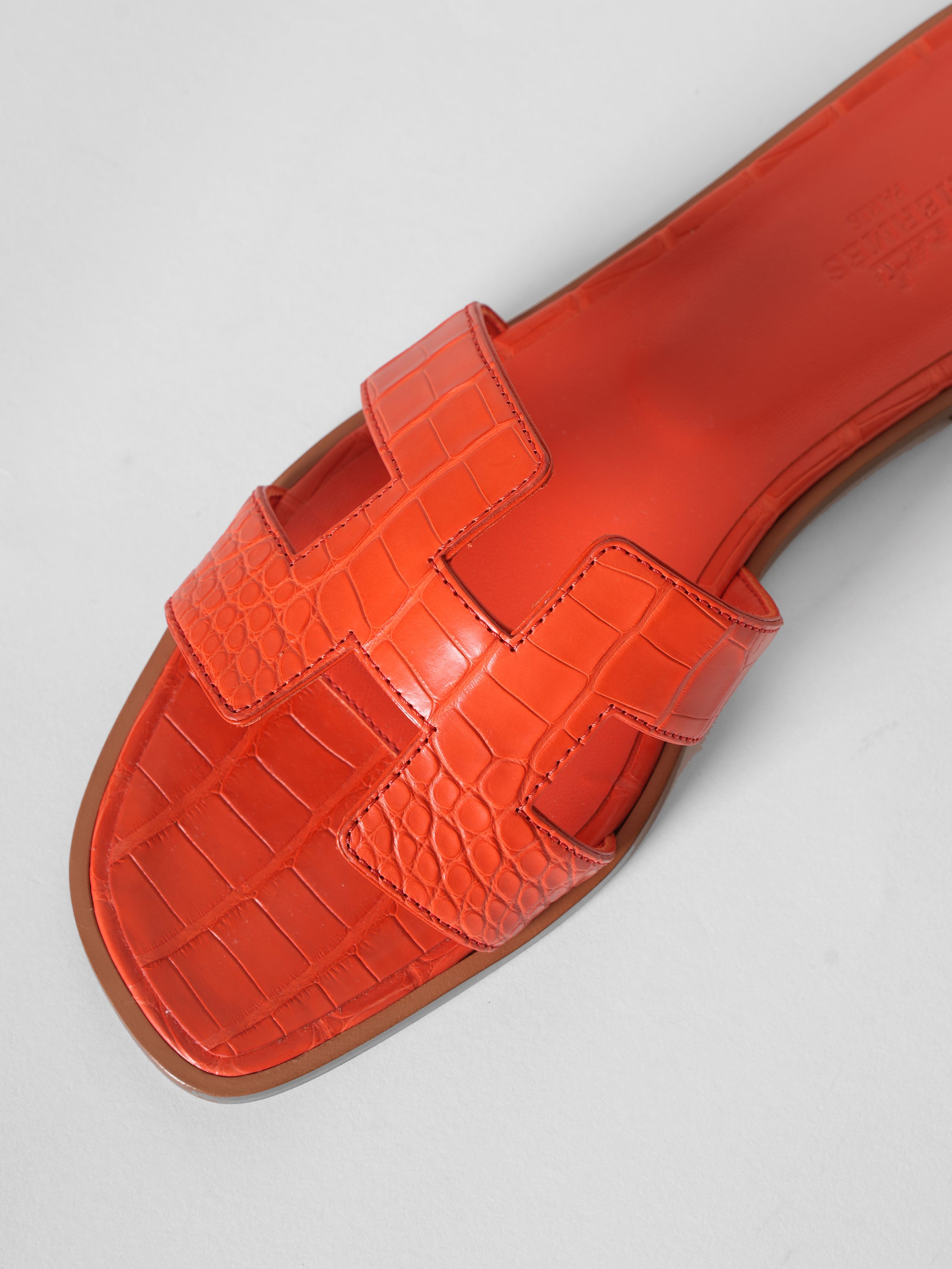 New Hermes Orange Percious Leather Flats