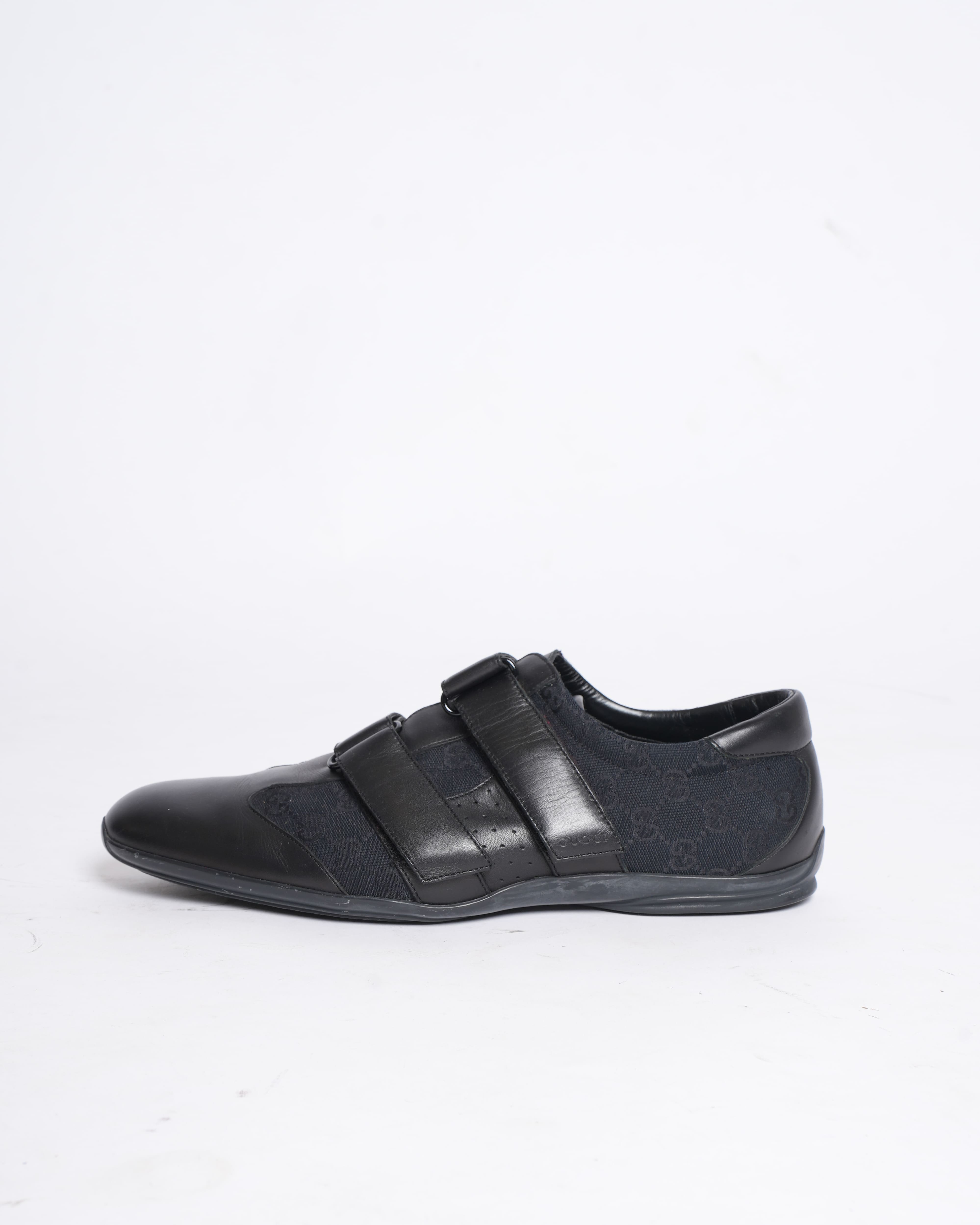 Gucci Guccissima black leather & canvas shoes