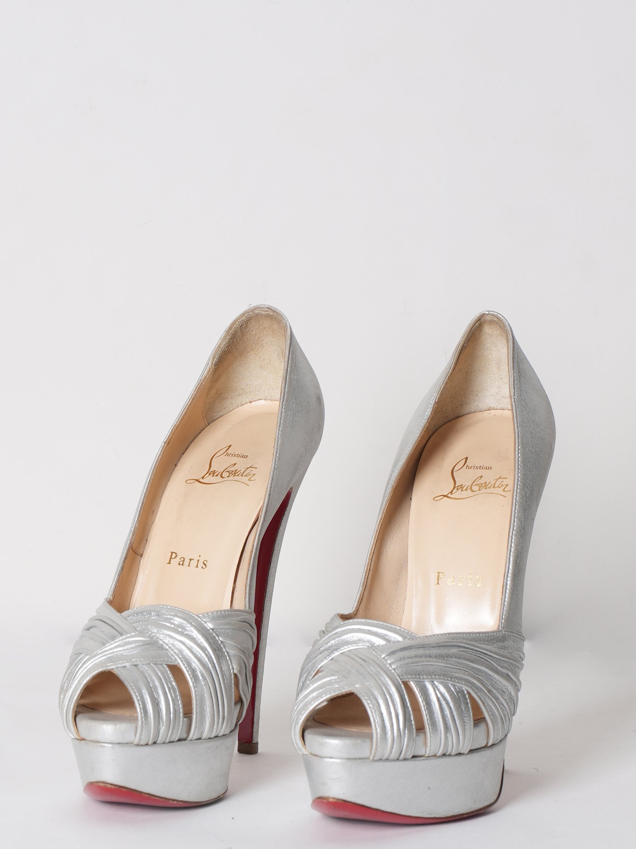 Louboutin silver heels best sale