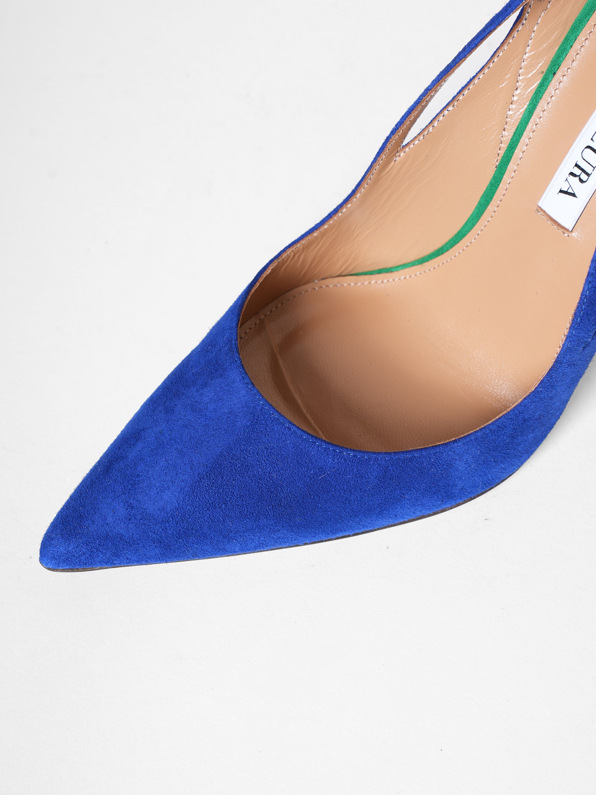New Aquazzura Women Blue Penix 105mm Suede Court Heels