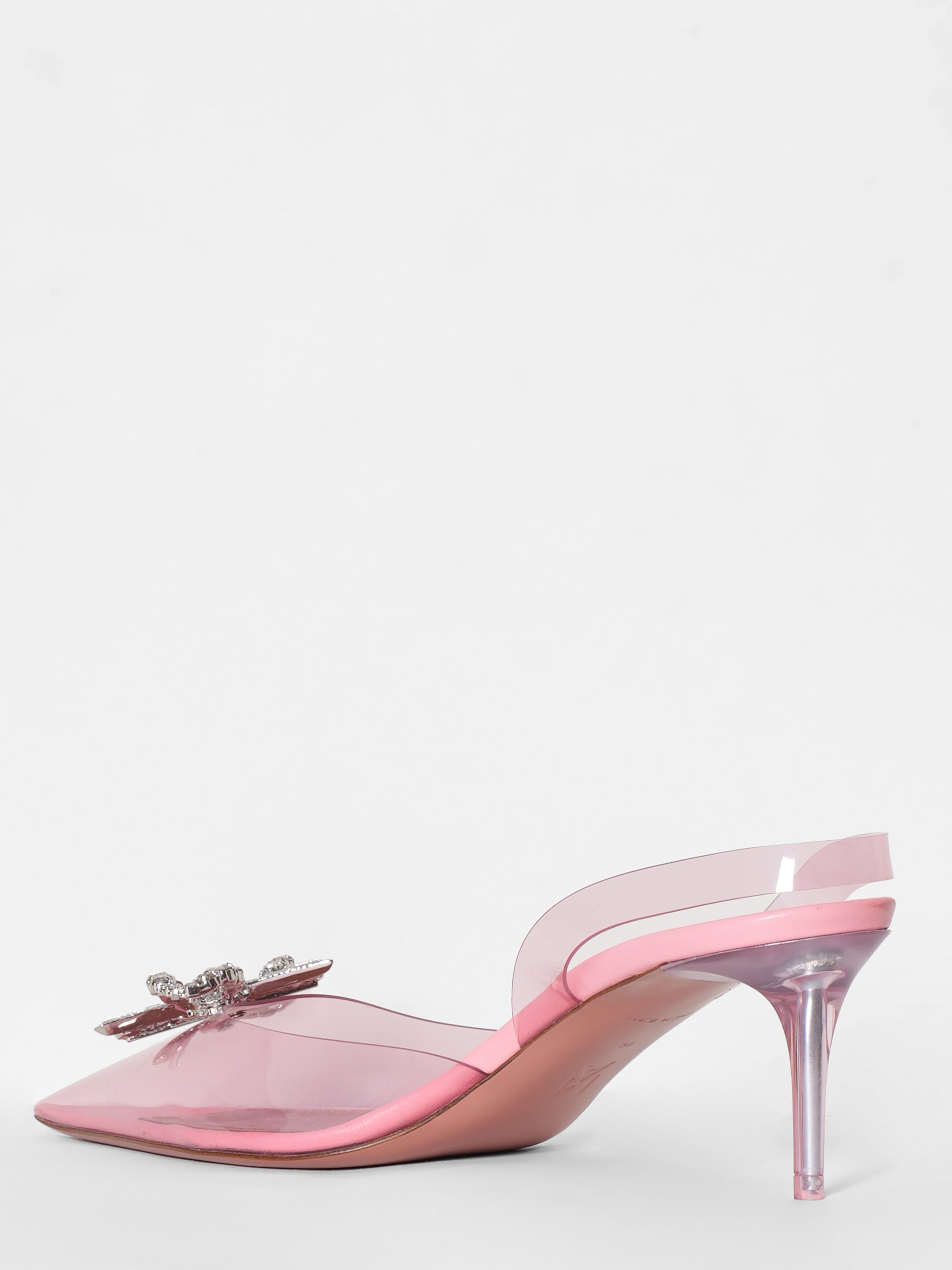 New Amina Muaddi Rosie Glass Baby Pink Pumps