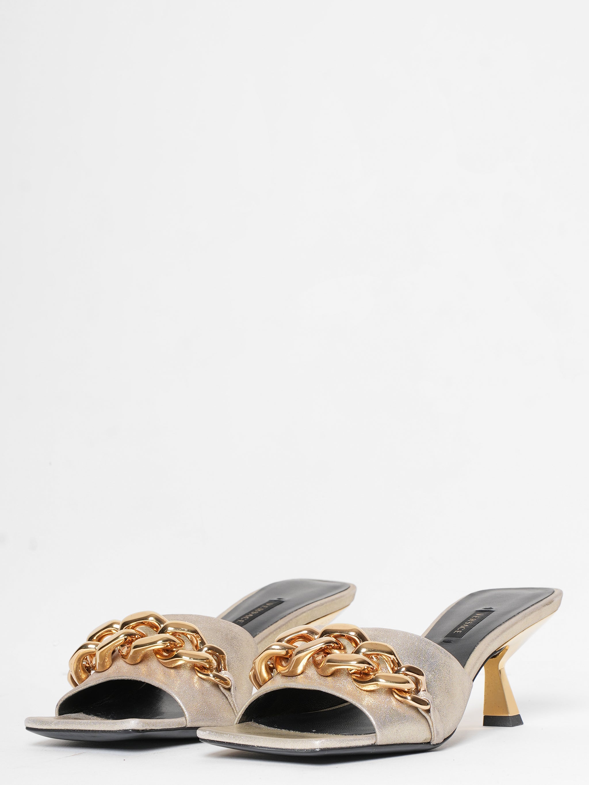 New Versace Medusa Chain Golden Metallic Heel