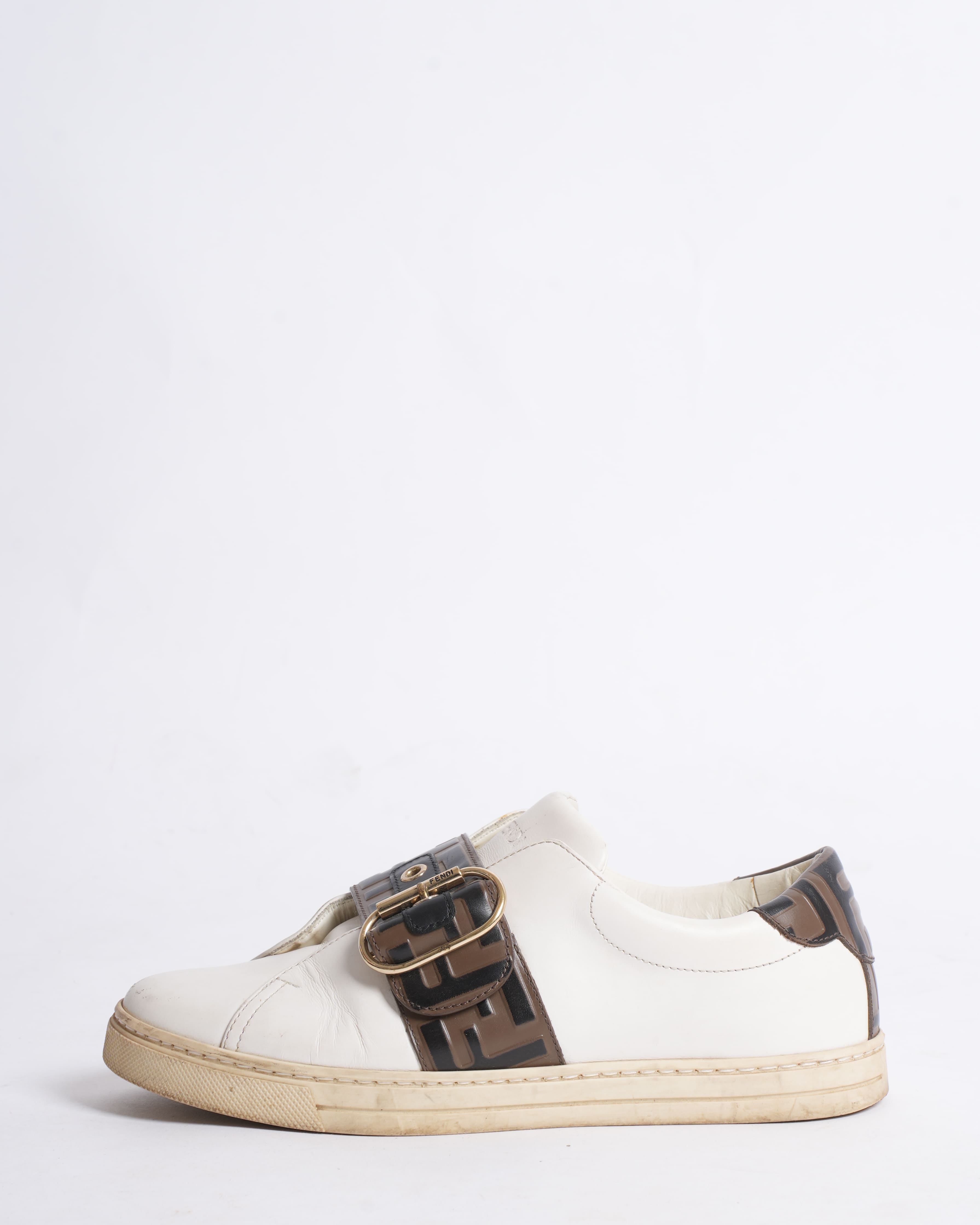 Fendi brown logo belt sneakers