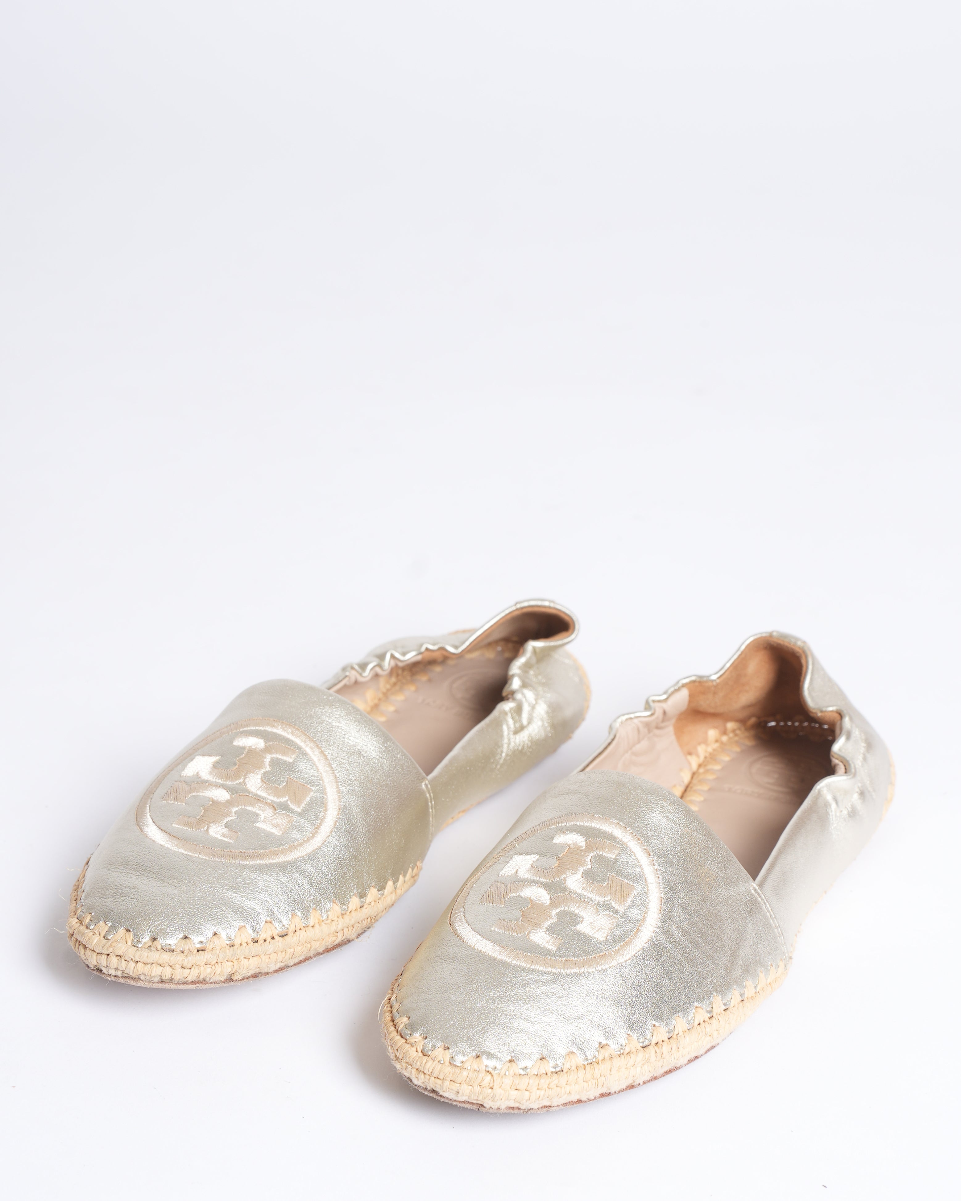 Tory Burch Darien Metallic Leather Espadrille Loafers