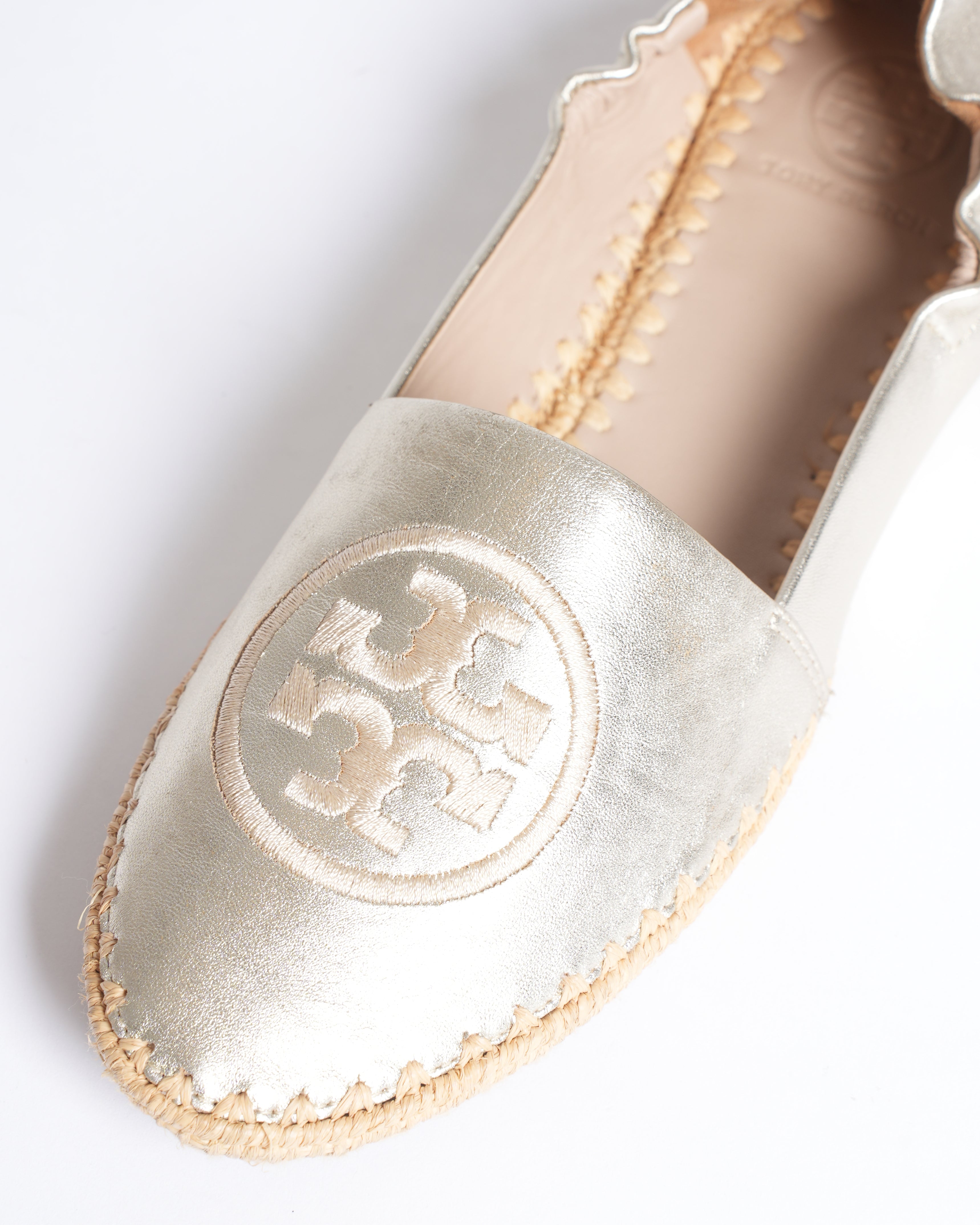 Tory Burch Darien Metallic Leather Espadrille Loafers