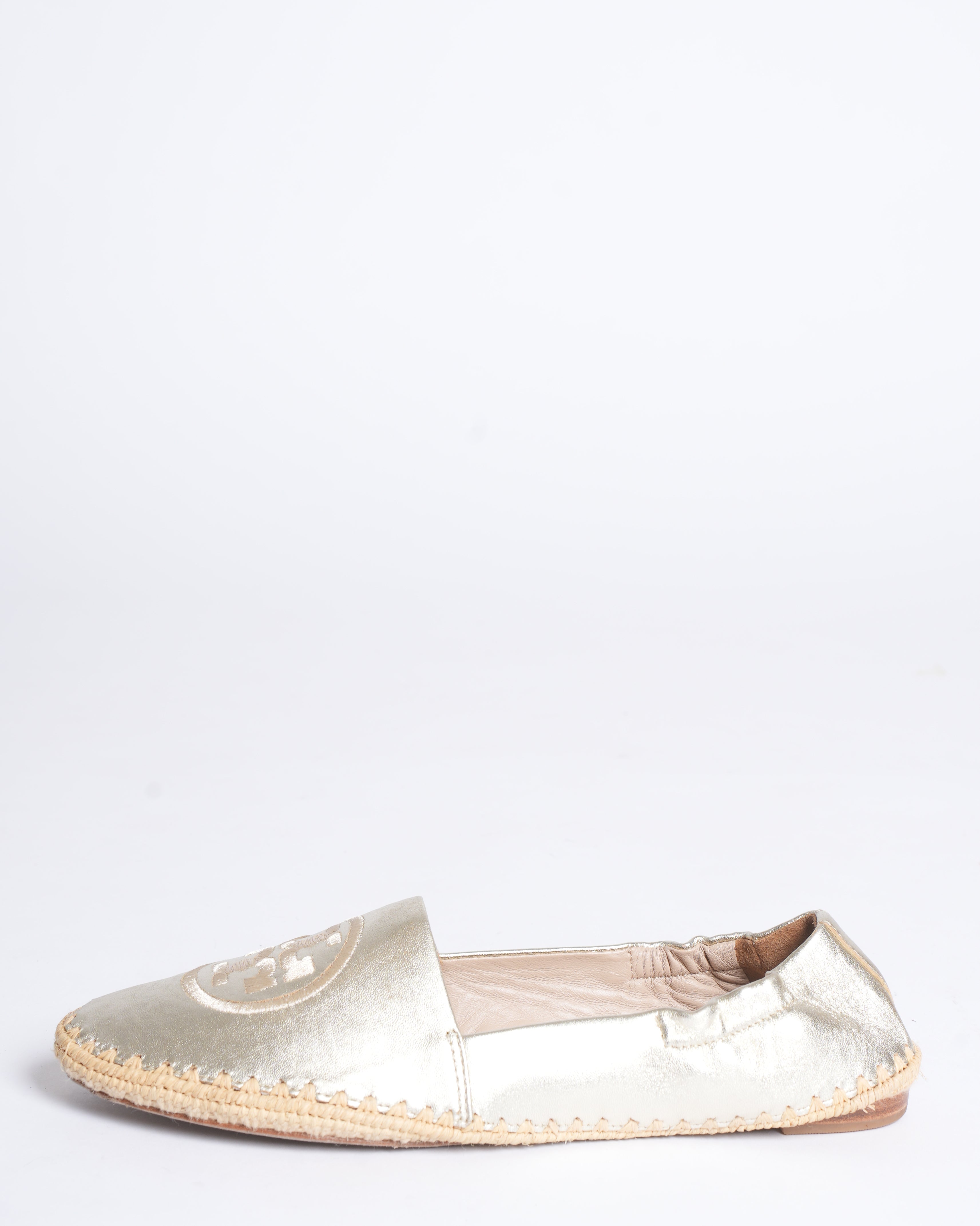 Tory Burch Darien Metallic Leather Espadrille Loafers